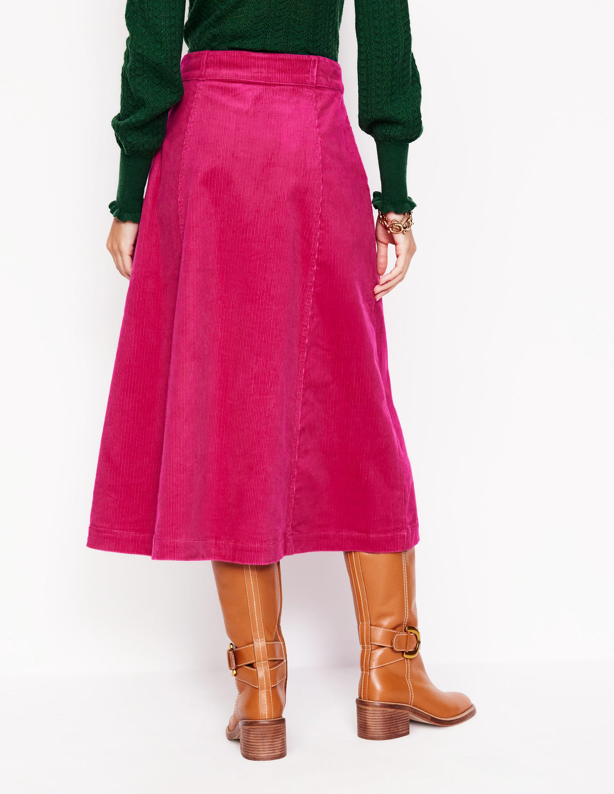Petra Cord Midi Skirt-Cherry Jam - Image 3