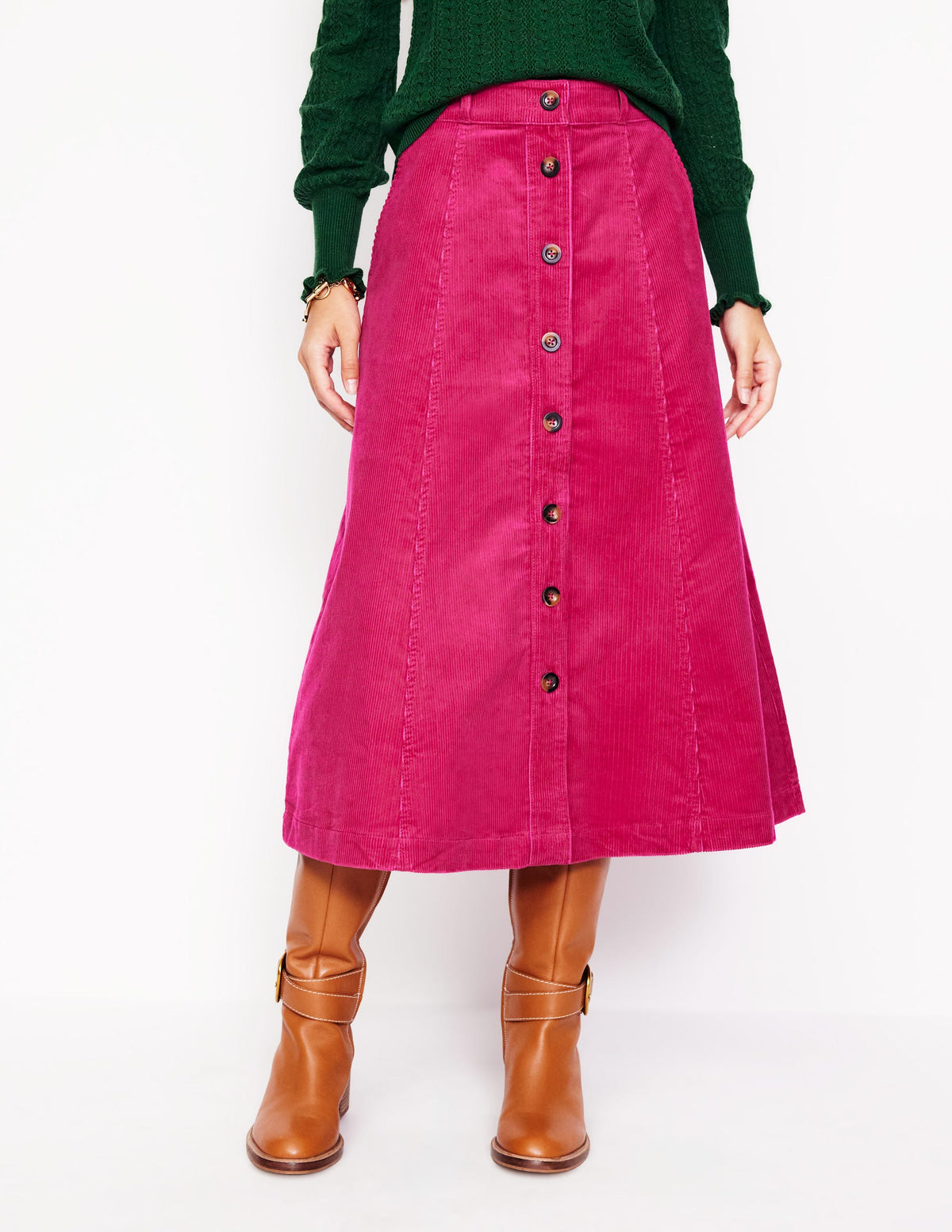Petra Cord Midi Skirt-Cherry Jam - Image 4