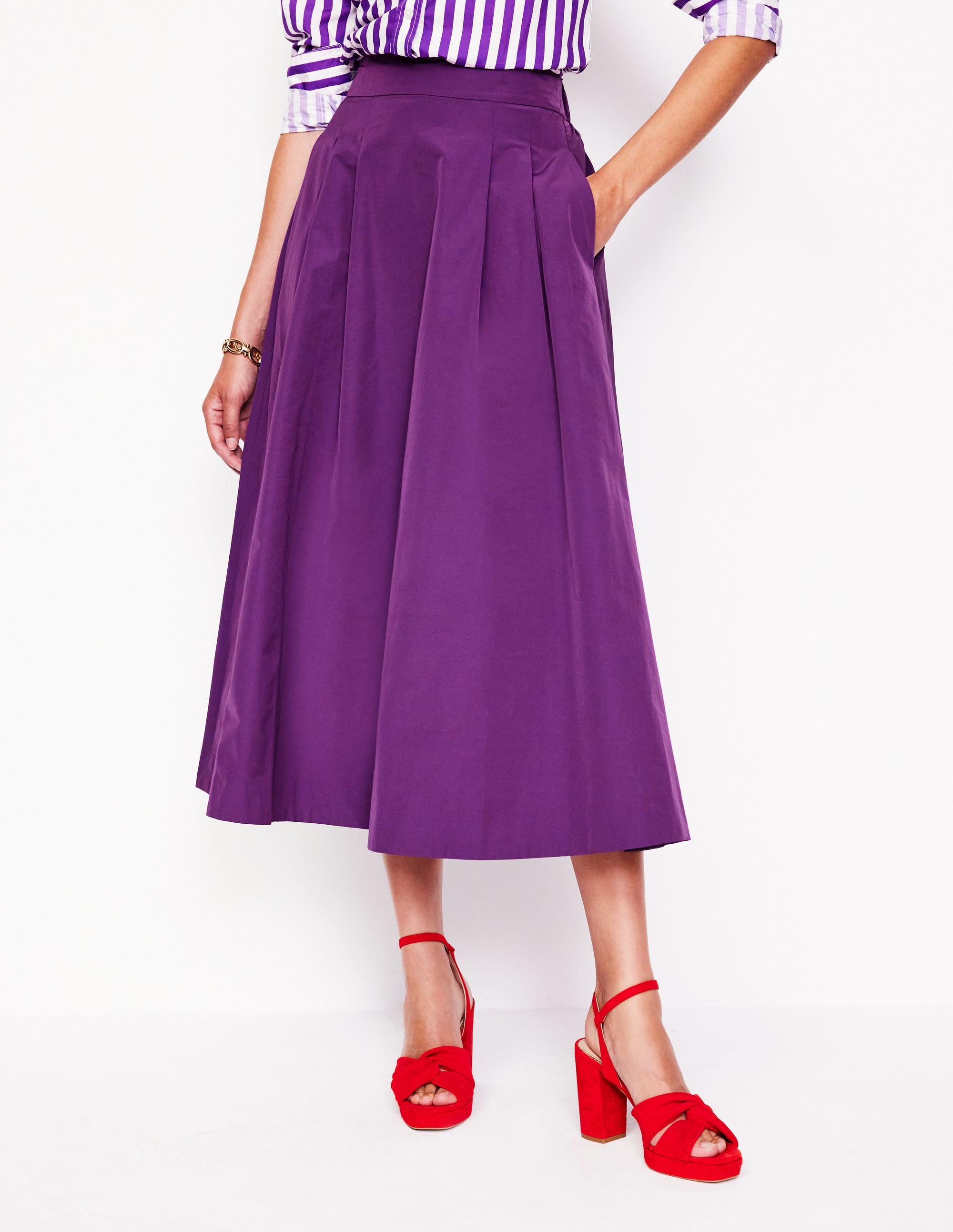Isabella Taffeta Midi Skirt-Viola - Image 4