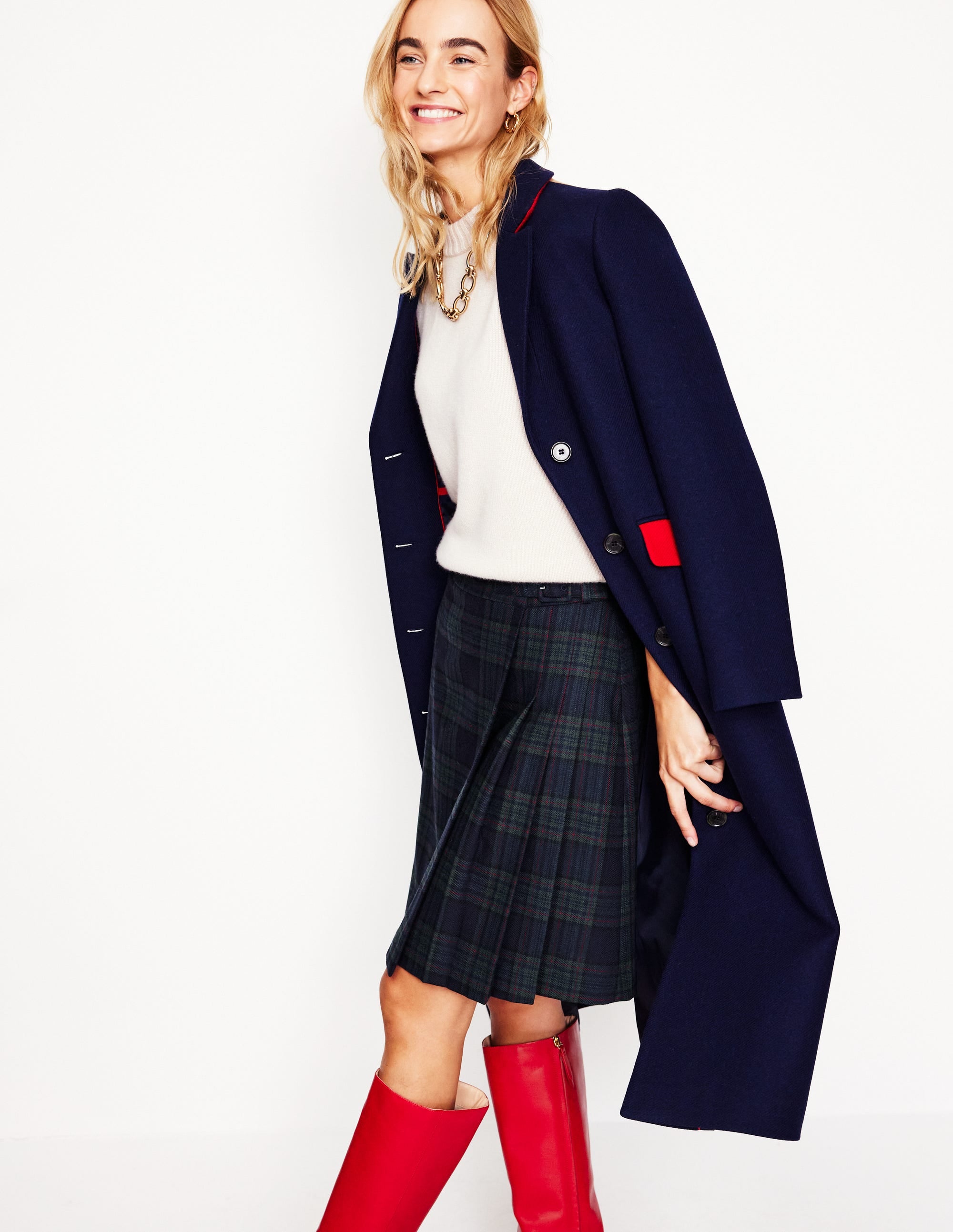 Helen Buckled Kilt-Navy and Green Check - Image 1