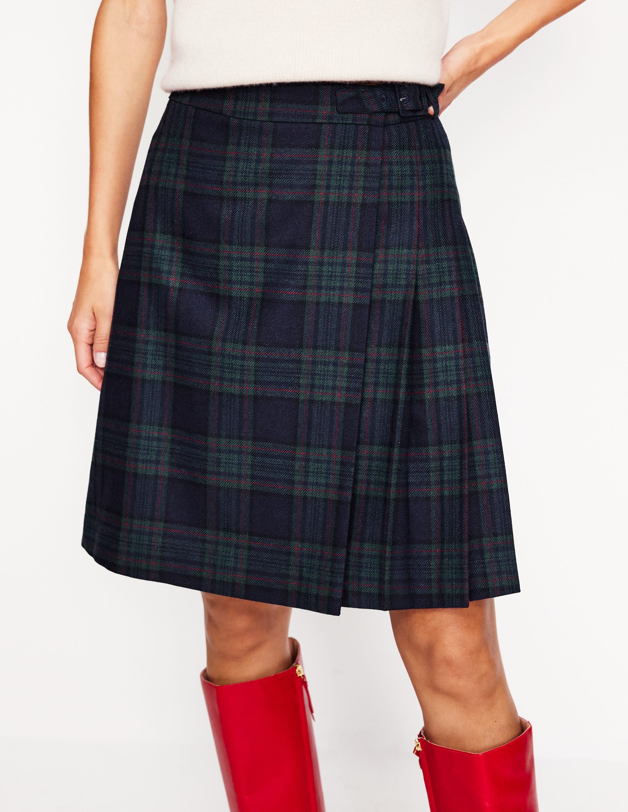 Helen Buckled Kilt-Navy and Green Check - Image 4