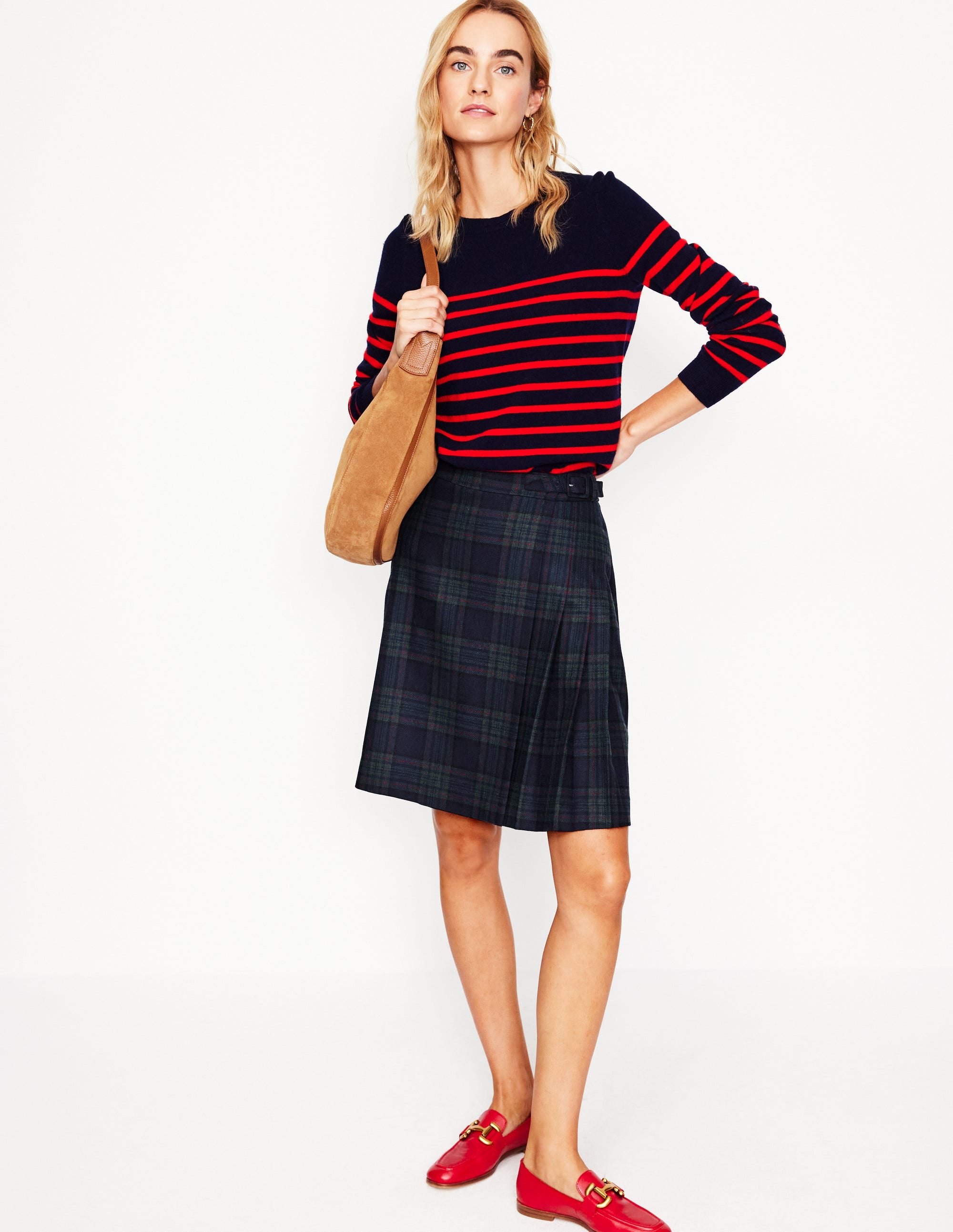 Helen Buckled Kilt-Navy and Green Check - Image 5