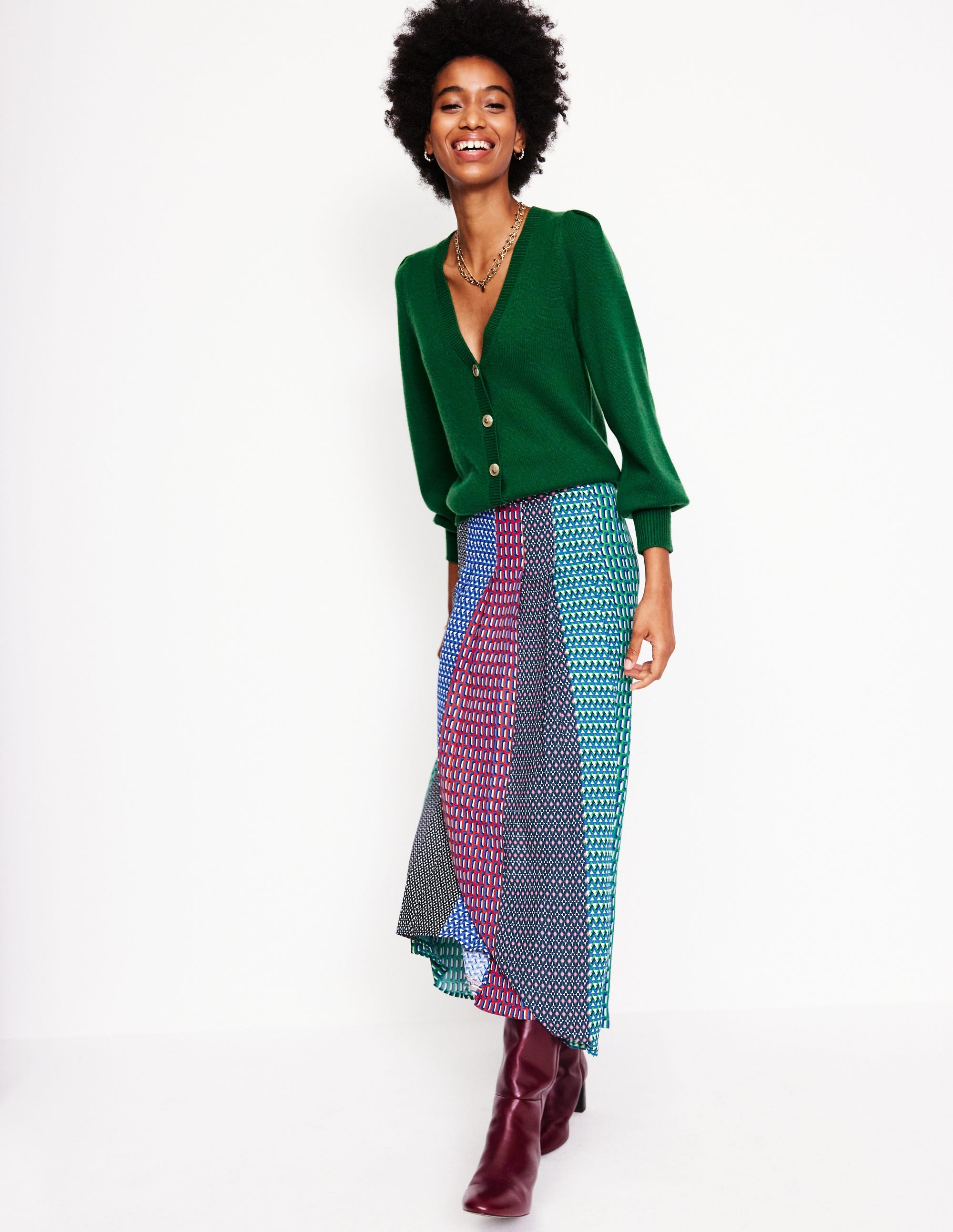 Knife Pleat Midi Skirt-Multi, Geo Mix - Image 4