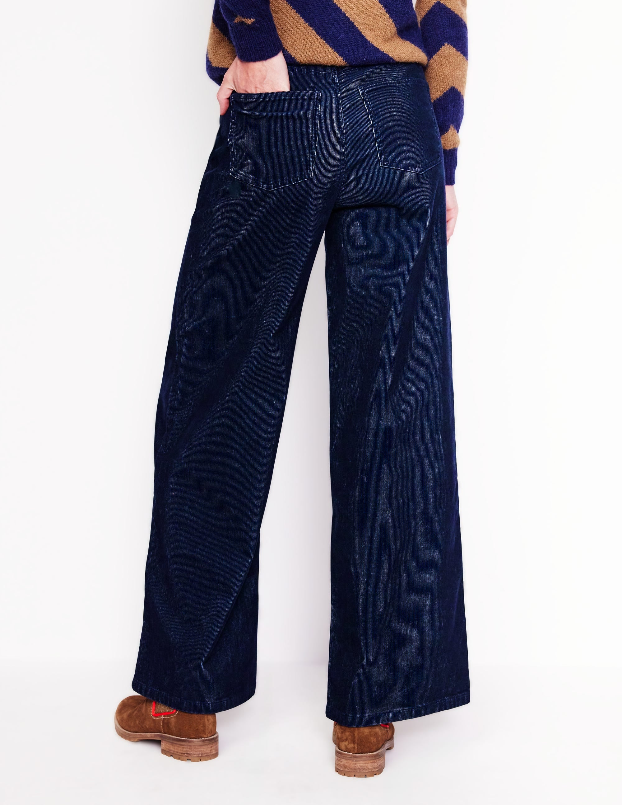5 Pocket Cord Wide Jeans-Blue Ribbon - Image 3