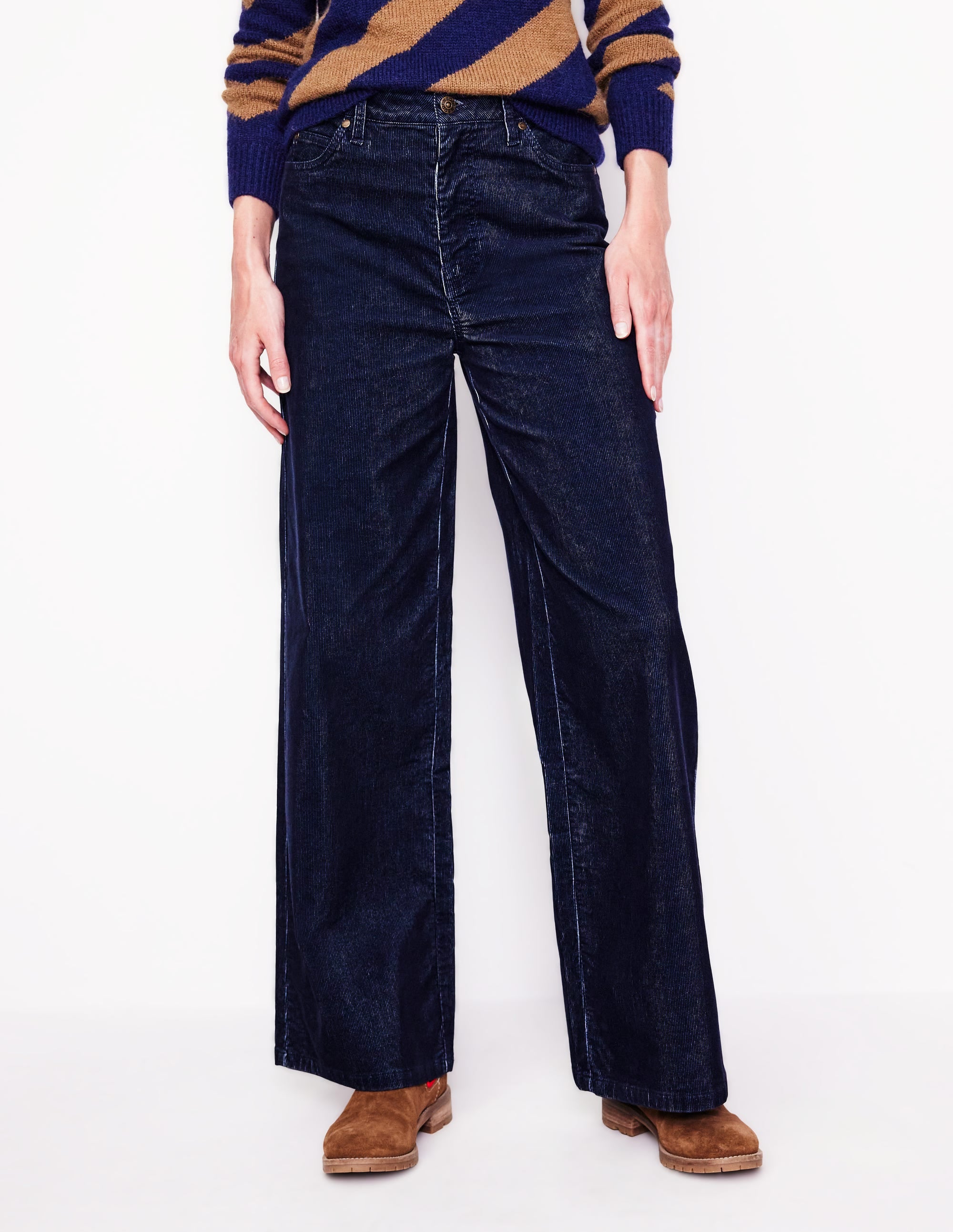 5 Pocket Cord Wide Jeans-Blue Ribbon - Image 4