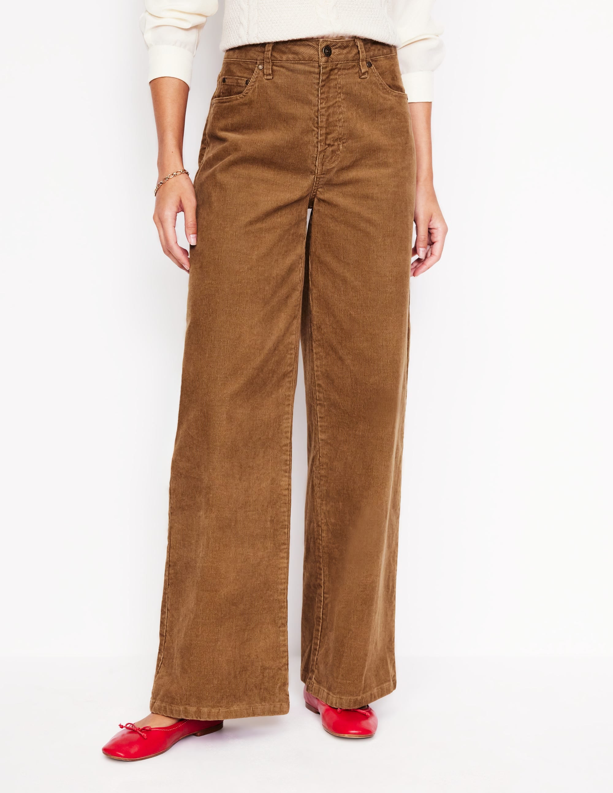 5 Pocket Cord Wide Jeans-Camel - Image 4