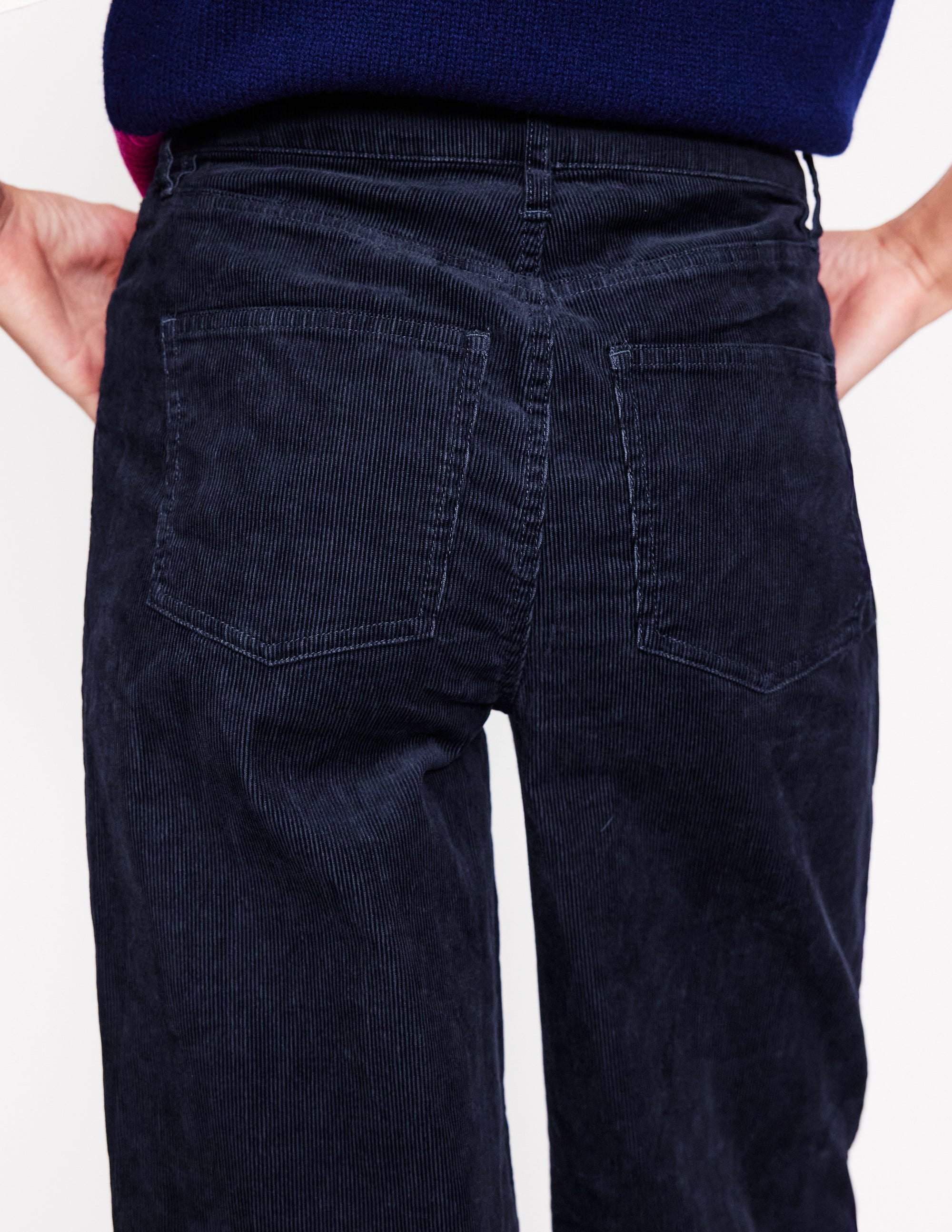 5 Pocket Cord Wide Jeans-Navy - Image 2