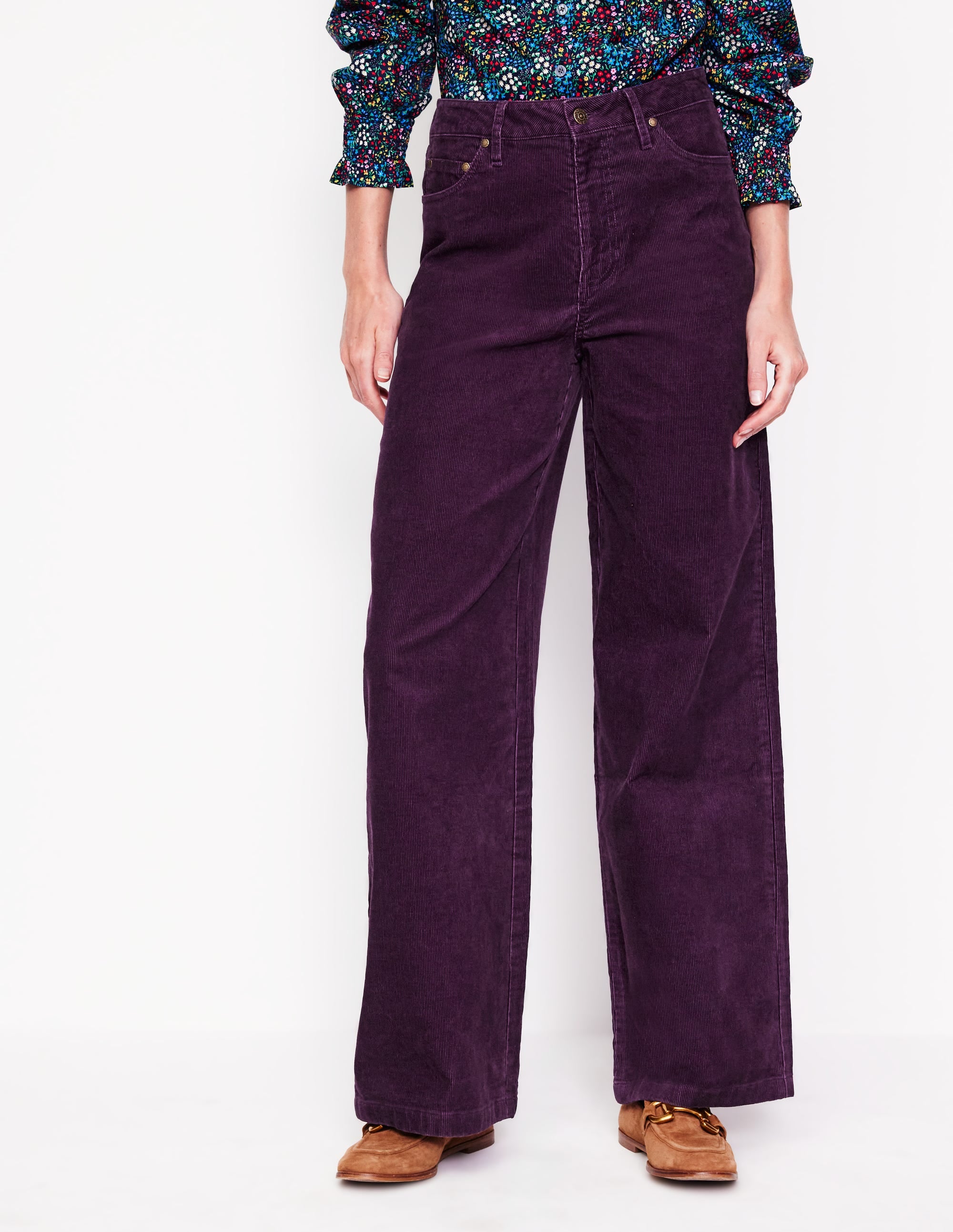 5 Pocket Cord Wide Jeans-Damson - Image 4
