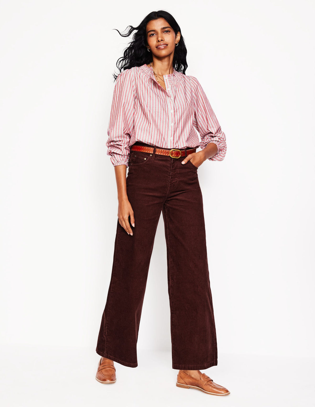 5 Pocket Cord Crop Jeans-Chestnut - Image 1