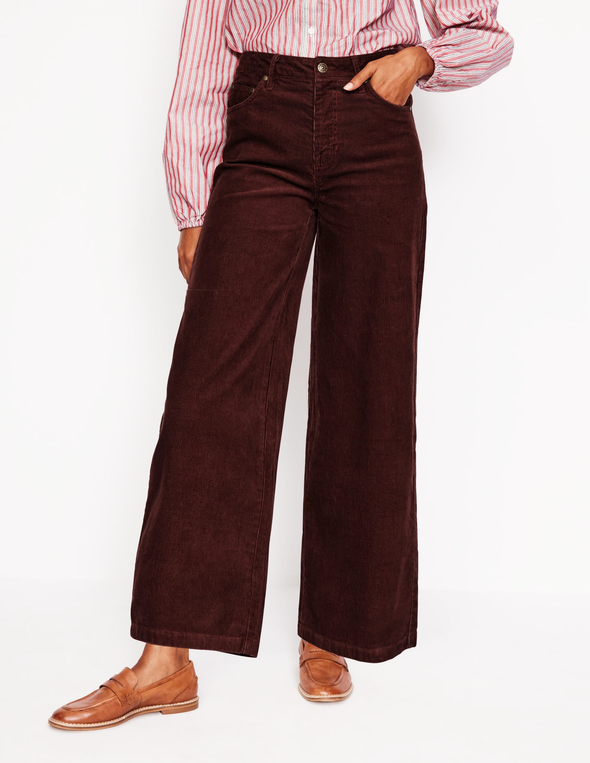 5 Pocket Cord Crop Jeans-Chestnut - Image 4