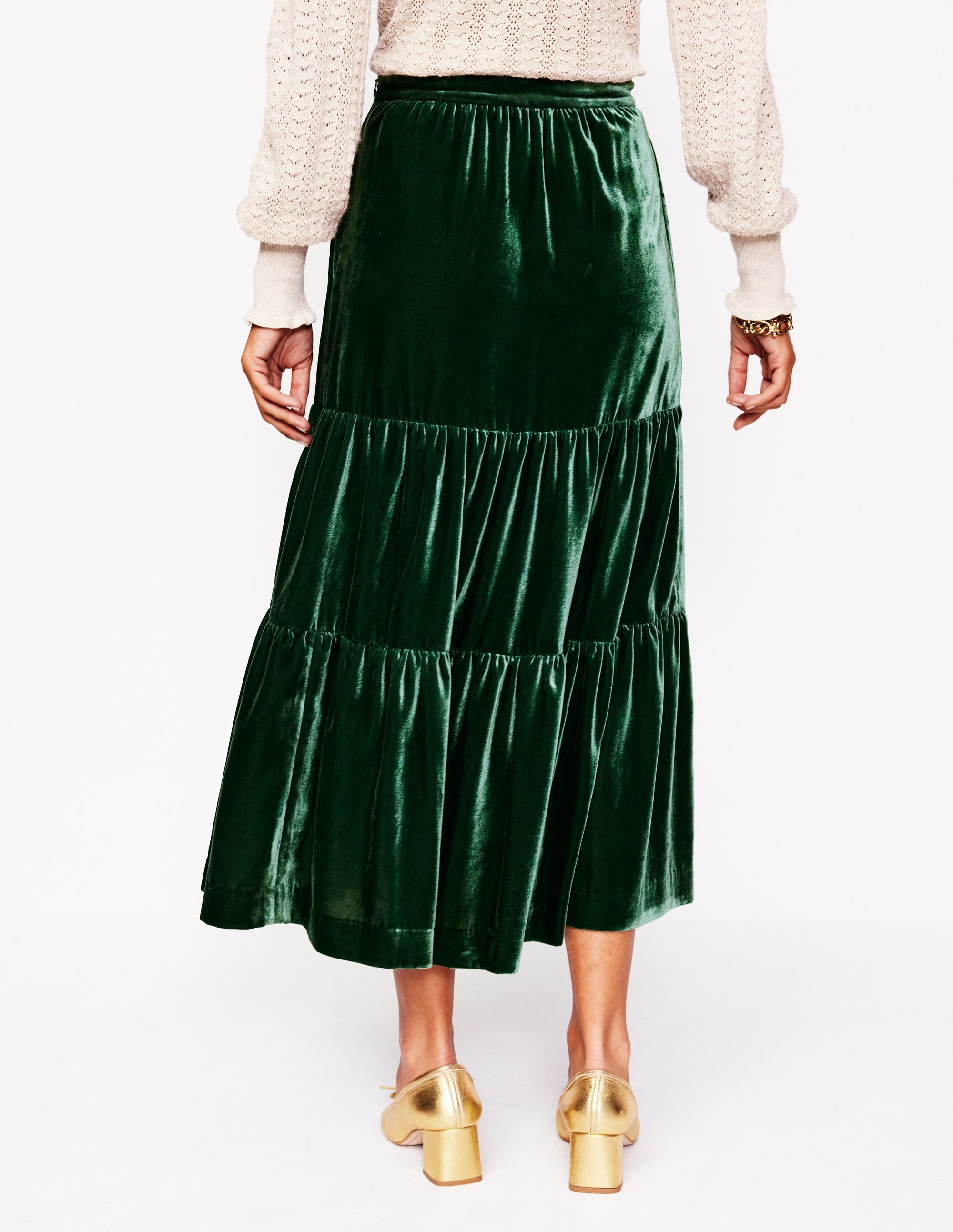 Viv Velvet Tiered Maxi Skirt-Glade - Image 3