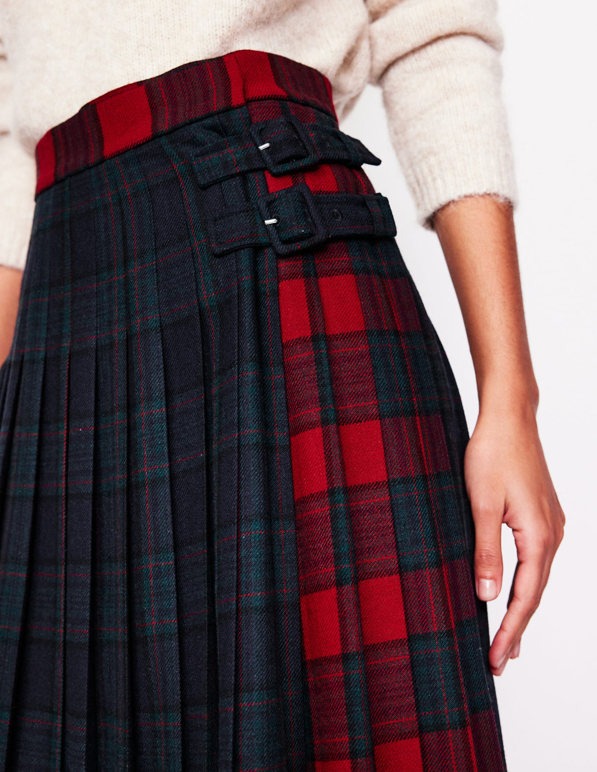 Josephine Midi Kilt-Navy and Green Check - Image 2