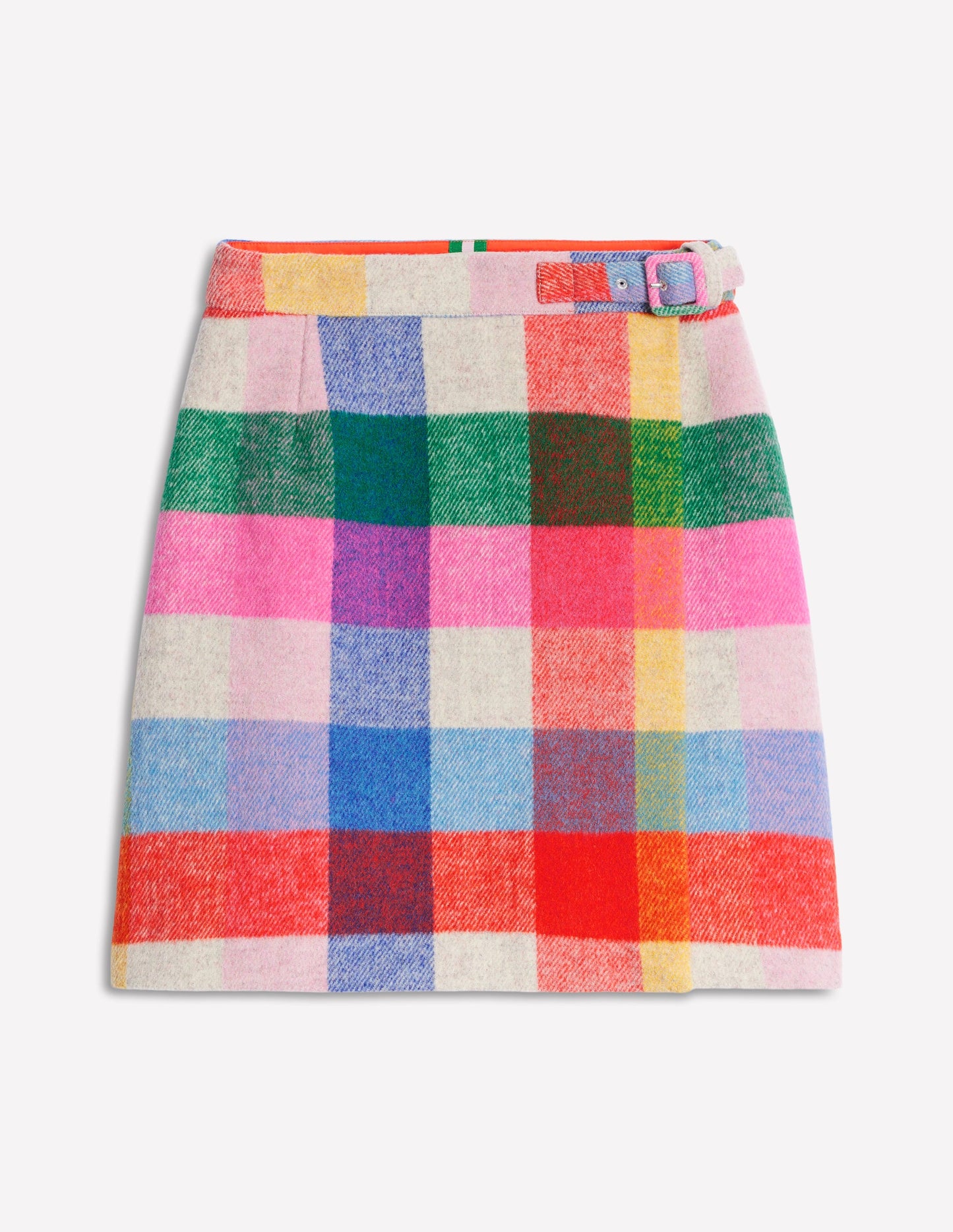 Clemence Wrap Short Skirt-Neon Multi Gingham