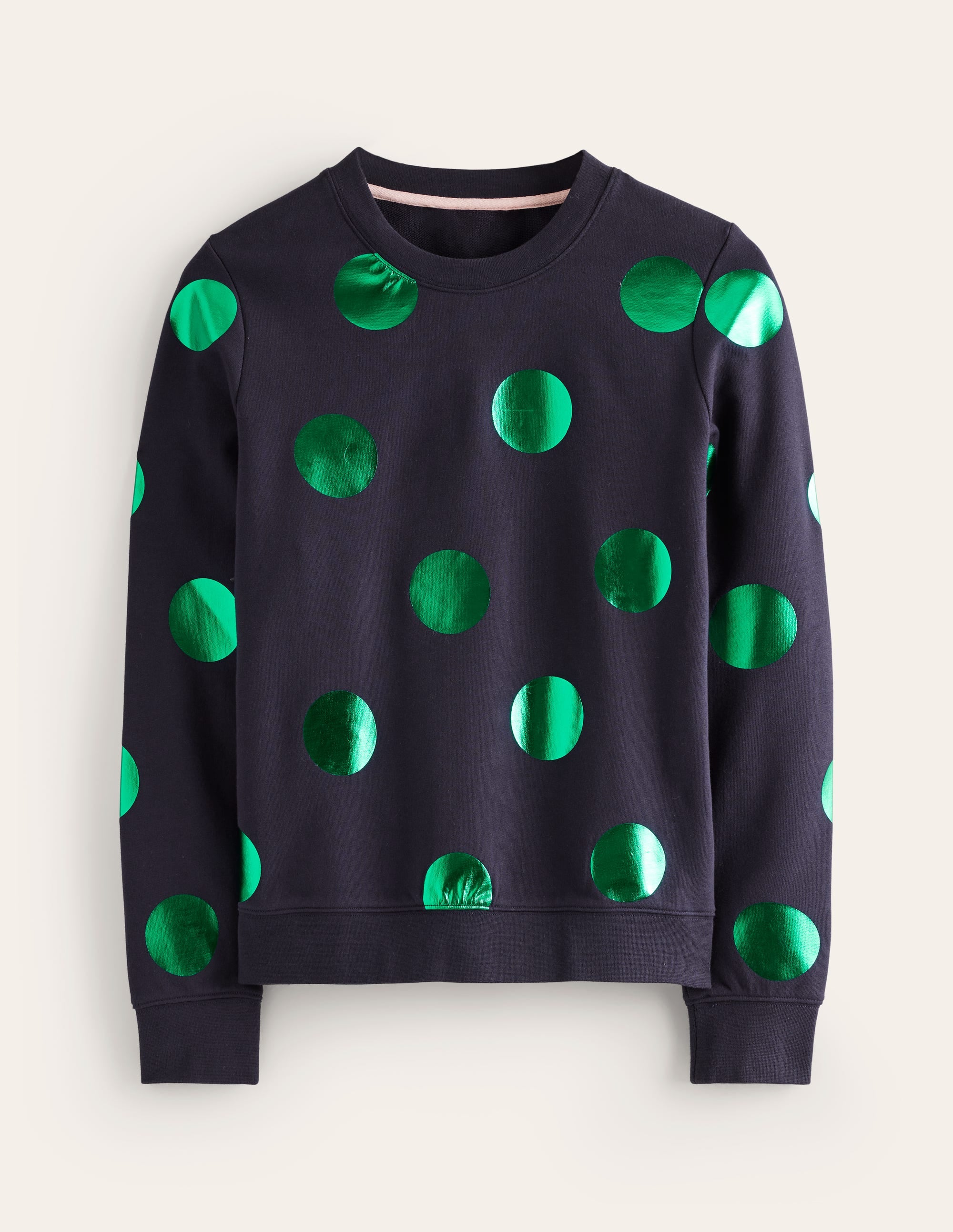 Hannah Printed Sweatshirt-Navy, Green Spot - Image 5