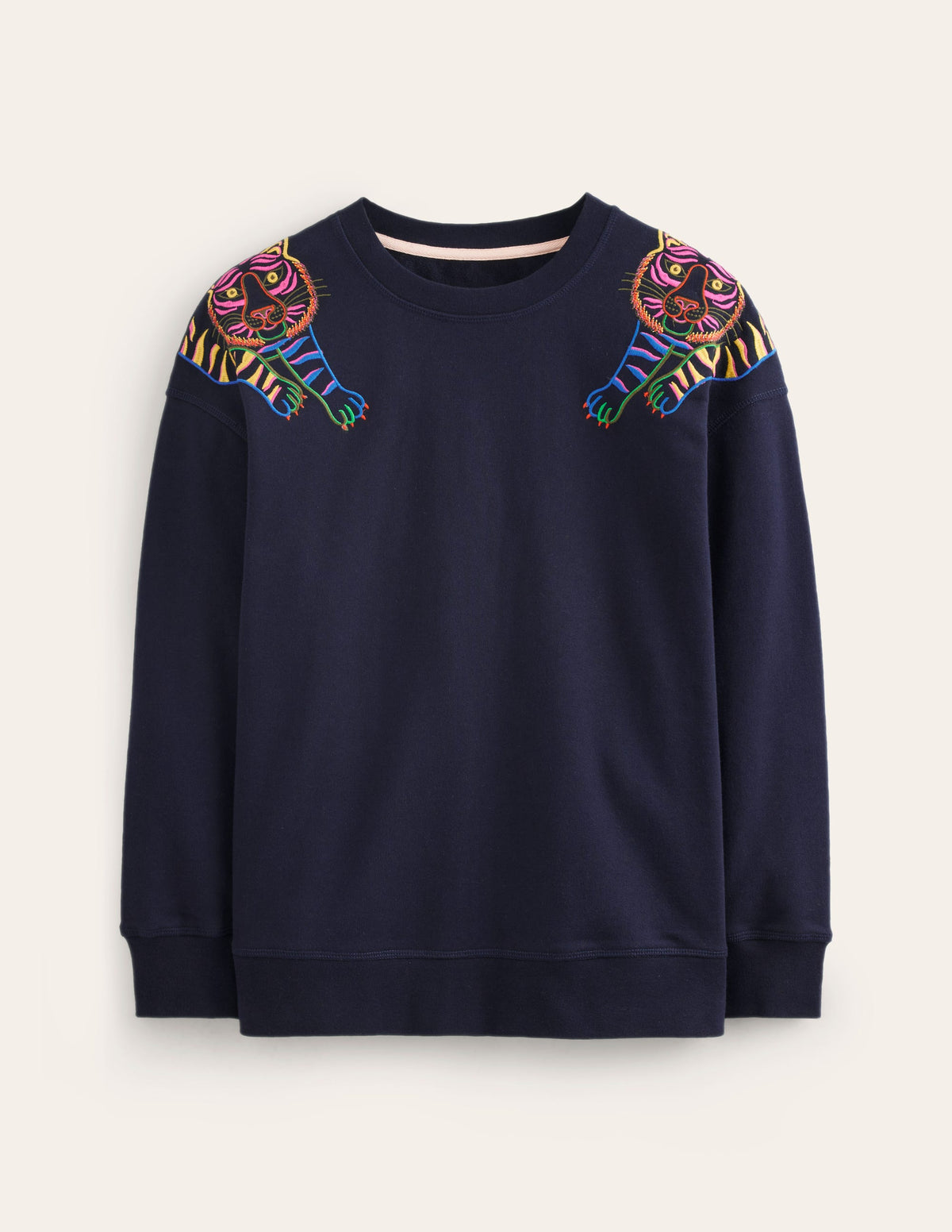 Emi Embroidered Sweatshirt-Navy, Tiger Embroidery - Image 6