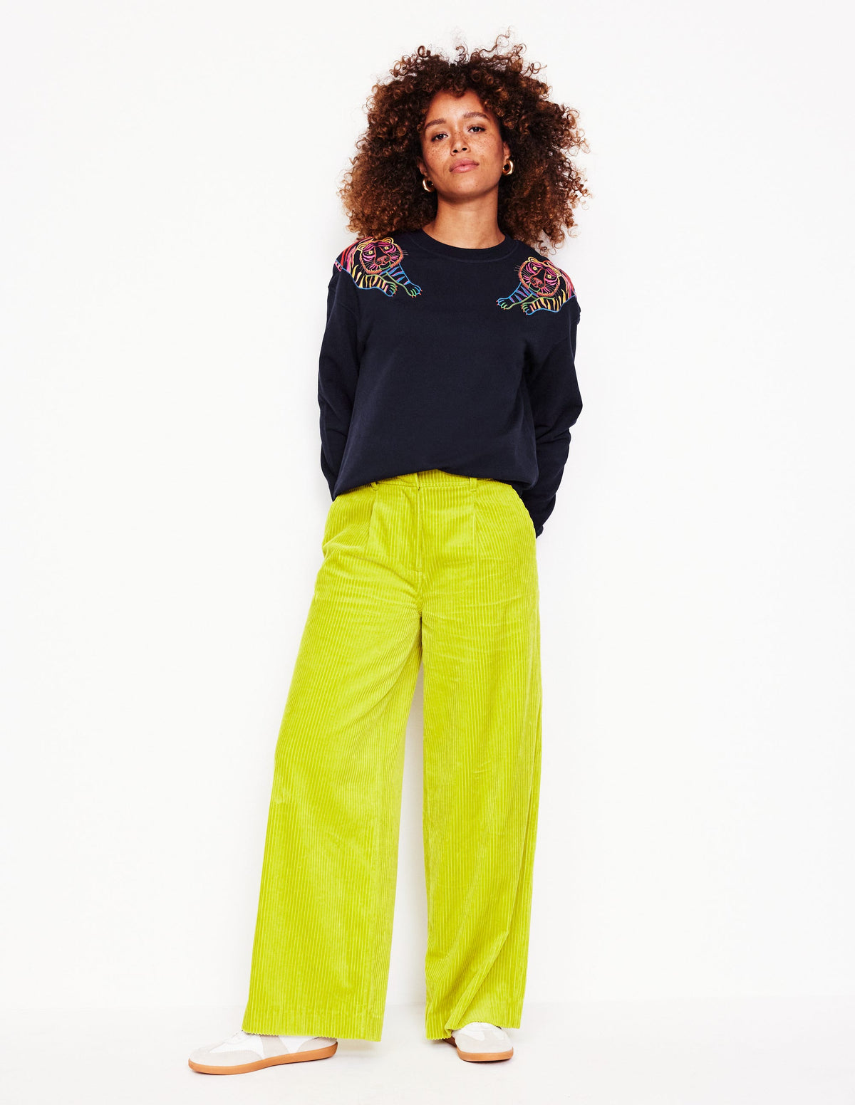 Emi Embroidered Sweatshirt-Navy, Tiger Embroidery - Image 4