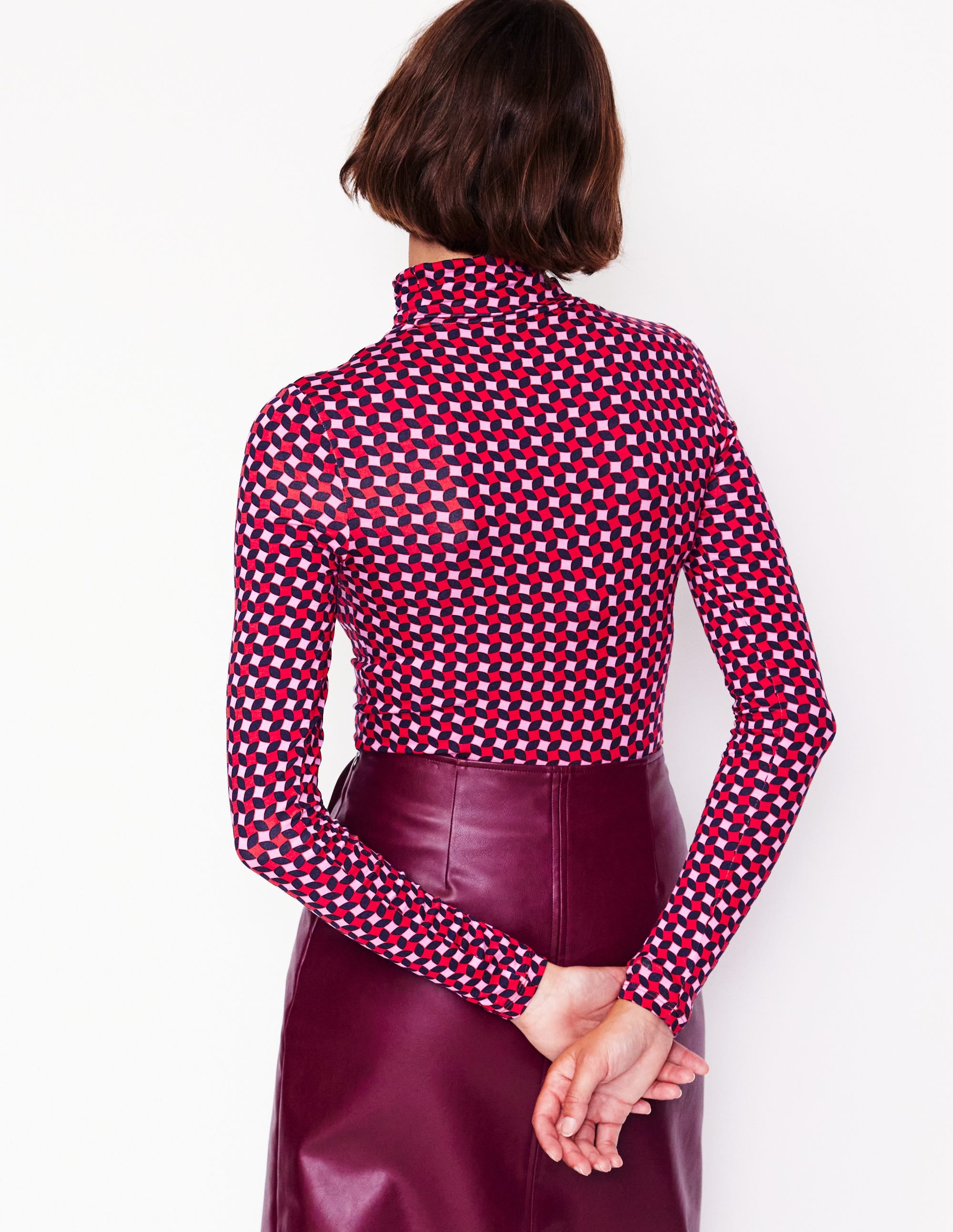 Polly Jersey Top-Ruby, Abstract Diamond - Image 3