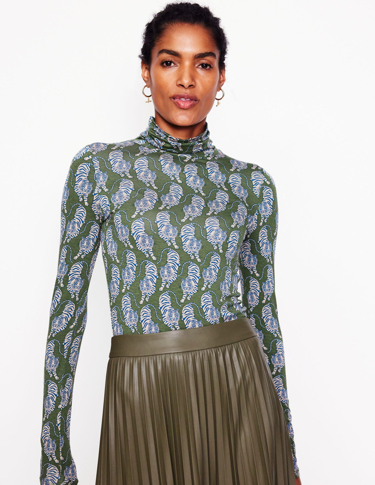 Polly Jersey Top-Chive, Tiger - Image 2