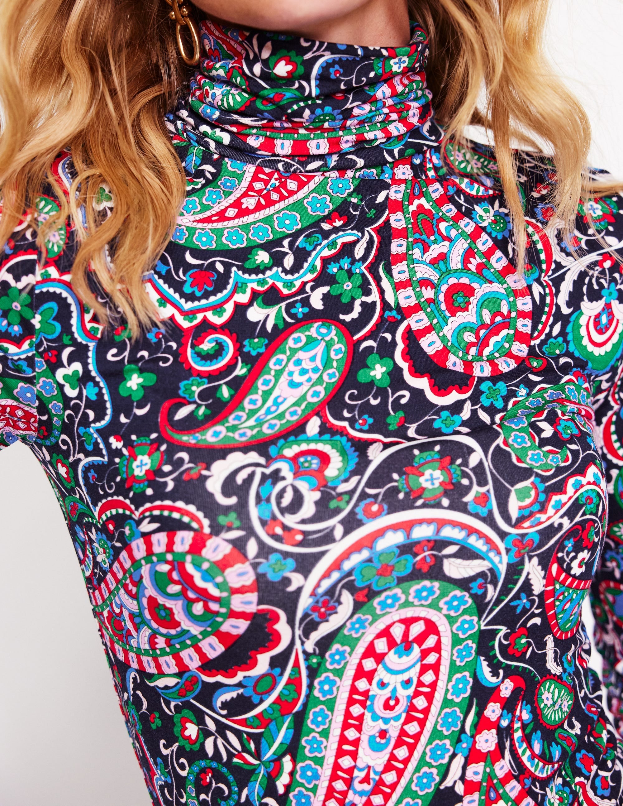 Polly Jersey Top-Navy, Paisley Paradise - Image 2