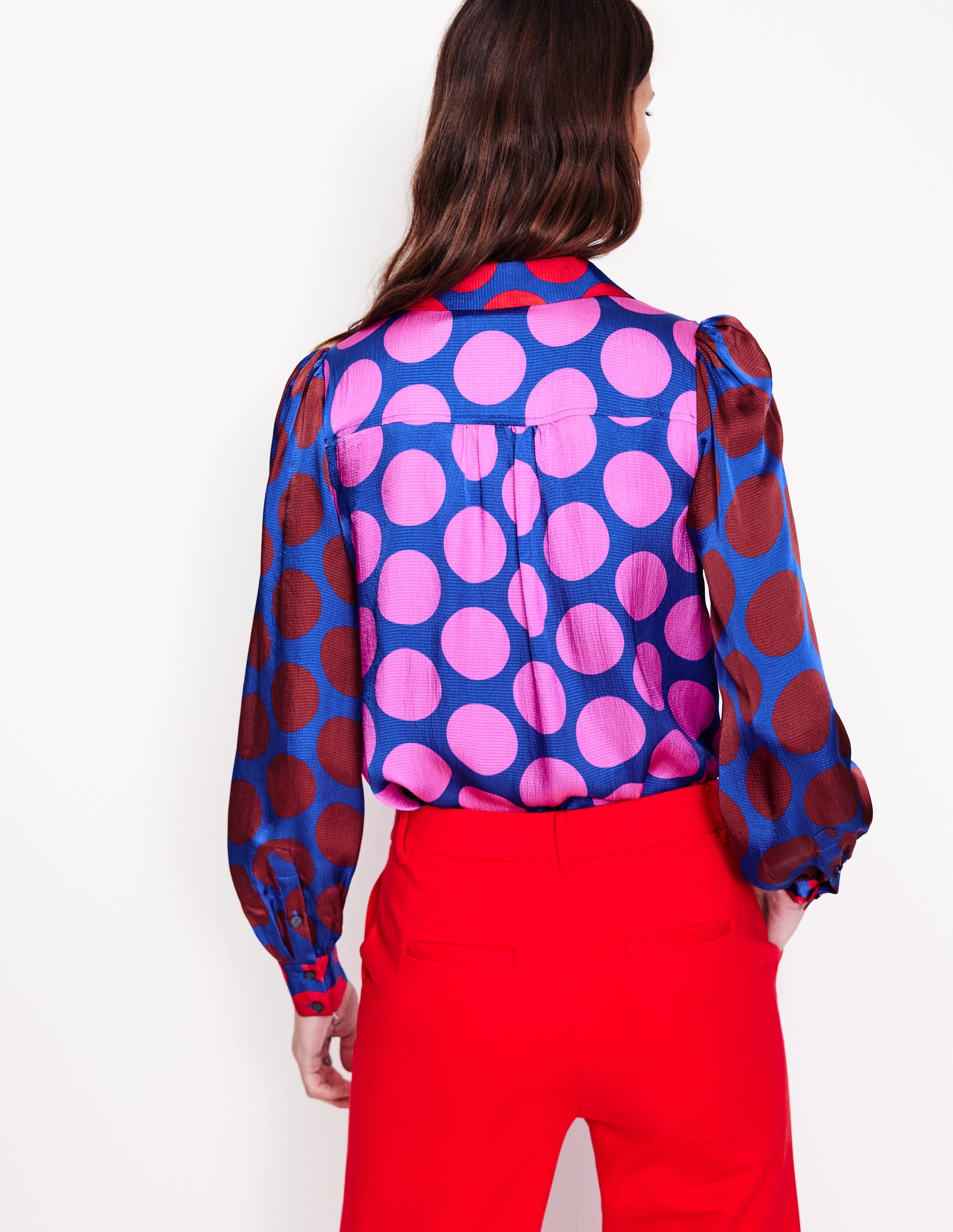 Hammered Satin Shirt-Tickled Pink, Spot - Image 3