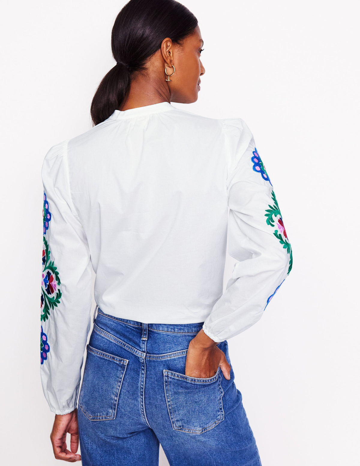Embroidery Interest Top-White Multi Embroidery - Image 3