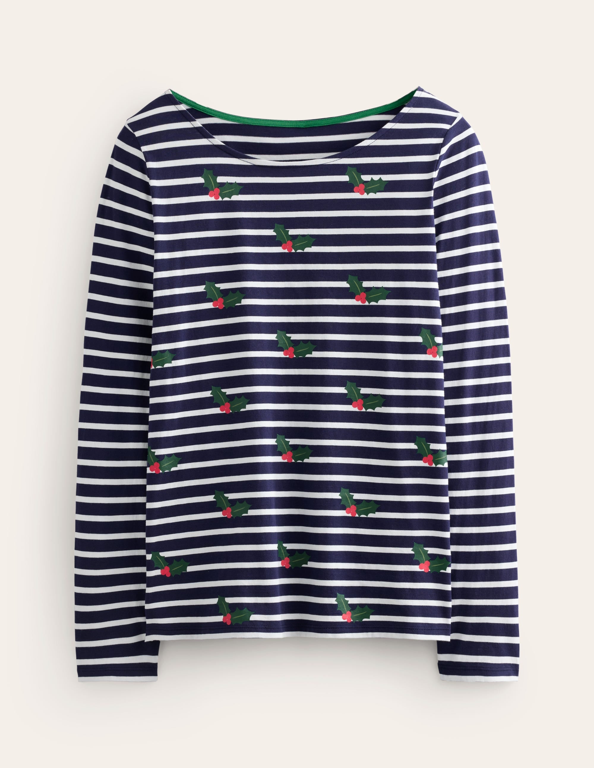 Ella Long Sleeve Breton-Navy, Holly Stripe - Image 7