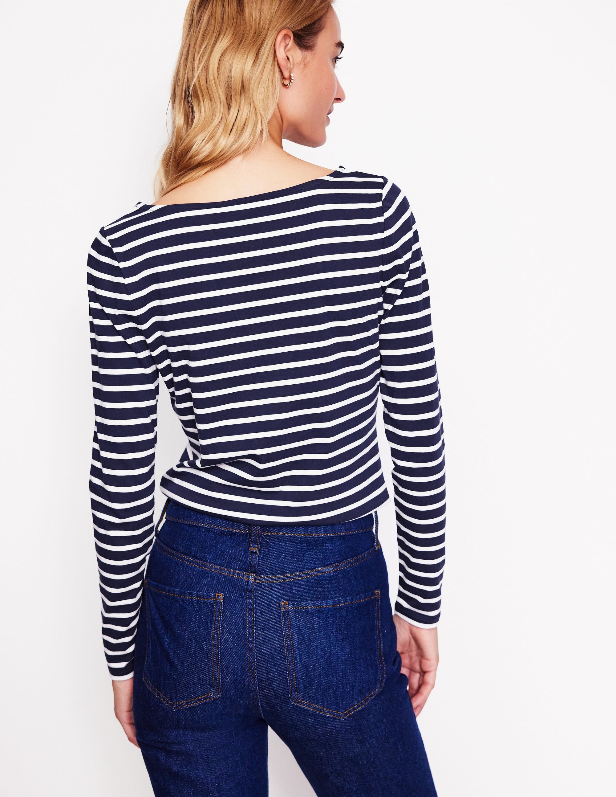 Ella Long Sleeve Breton-Navy, Holly Stripe - Image 3