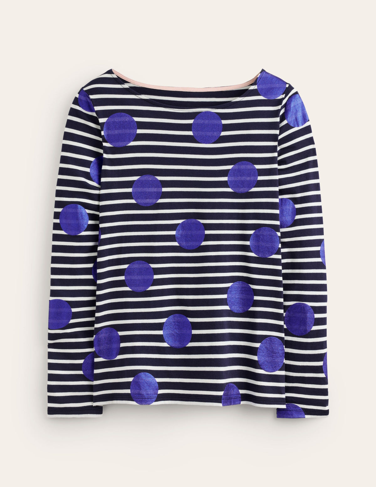 Ella Long Sleeve Breton-Navy, Ivory, Blue Spot - Image 7