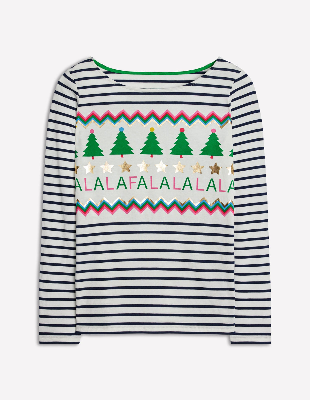 Ella Long Sleeve Breton-Ivory, Navy, Falalala - Image 5