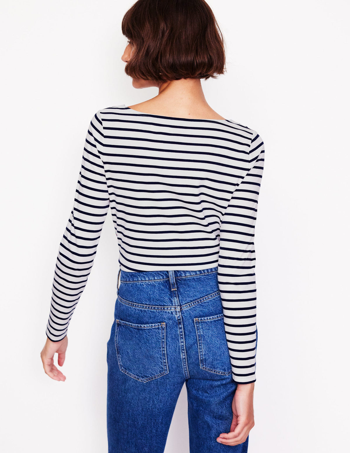 Ella Long Sleeve Breton-Ivory, Navy, Falalala - Image 3