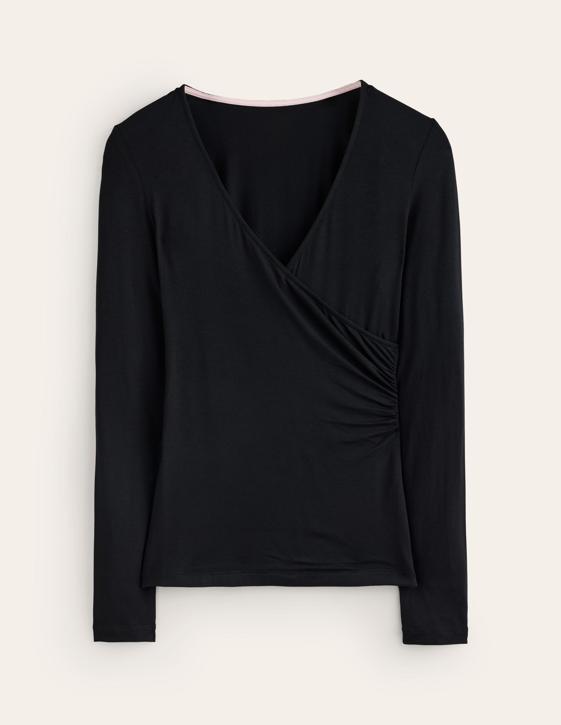 Long Sleeve Wrap Top-Black-5