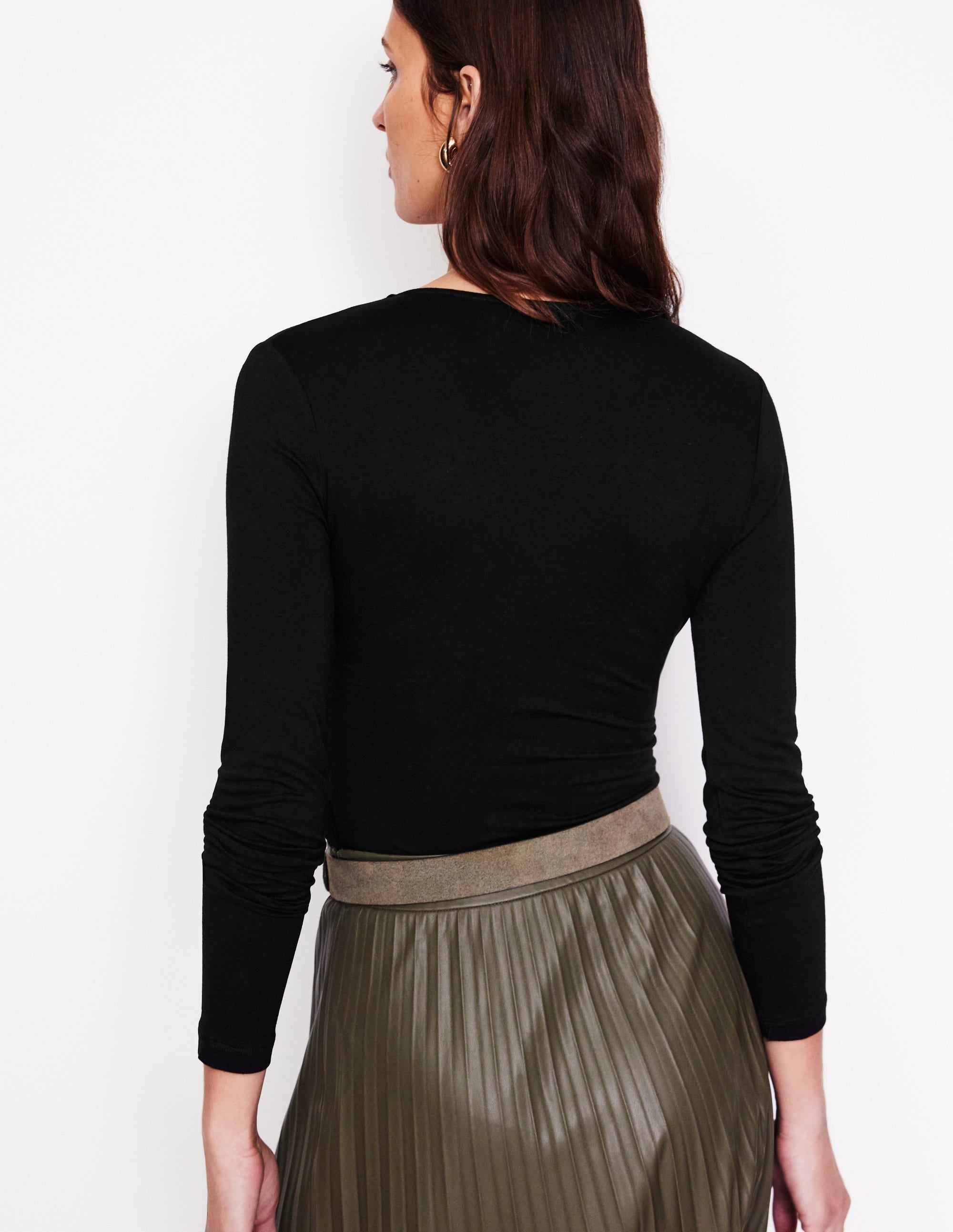 Long Sleeve Wrap Top-Black - Image 3