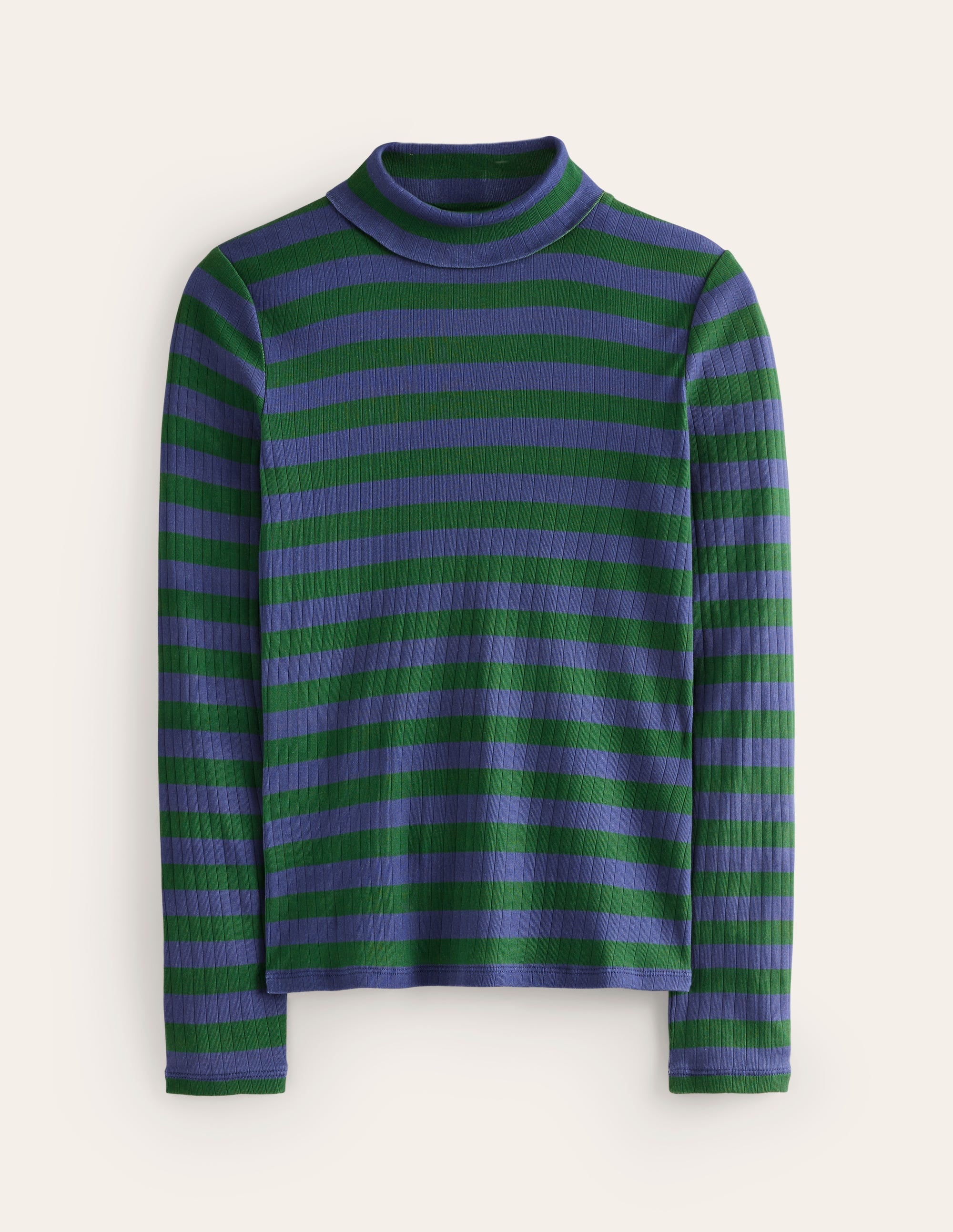 Anna Rib Roll Neck Top-Pine, French Navy - Image 5