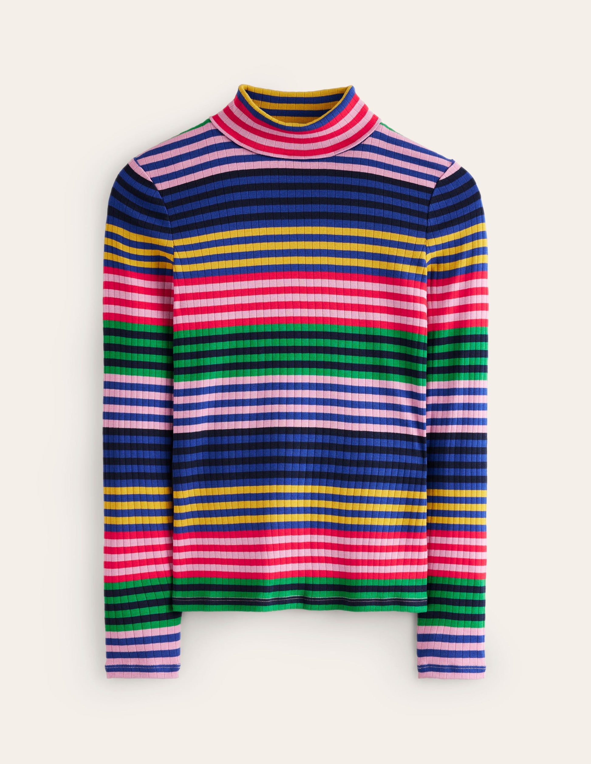 Anna Rib Roll Neck Top-Multi, Rainbow Stripe-6