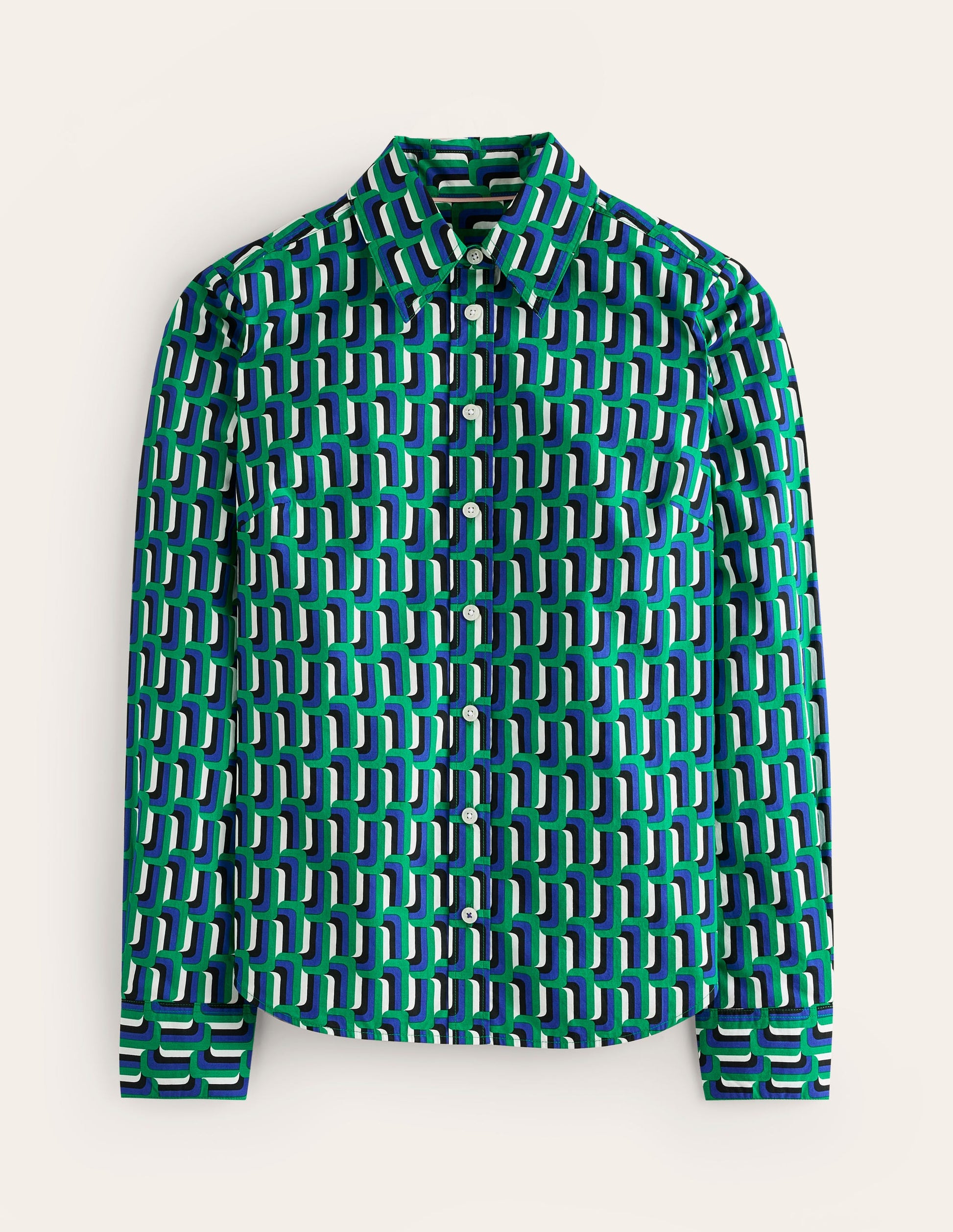 Sienna Cotton Shirt-Green and Blue, Falling Geo-5