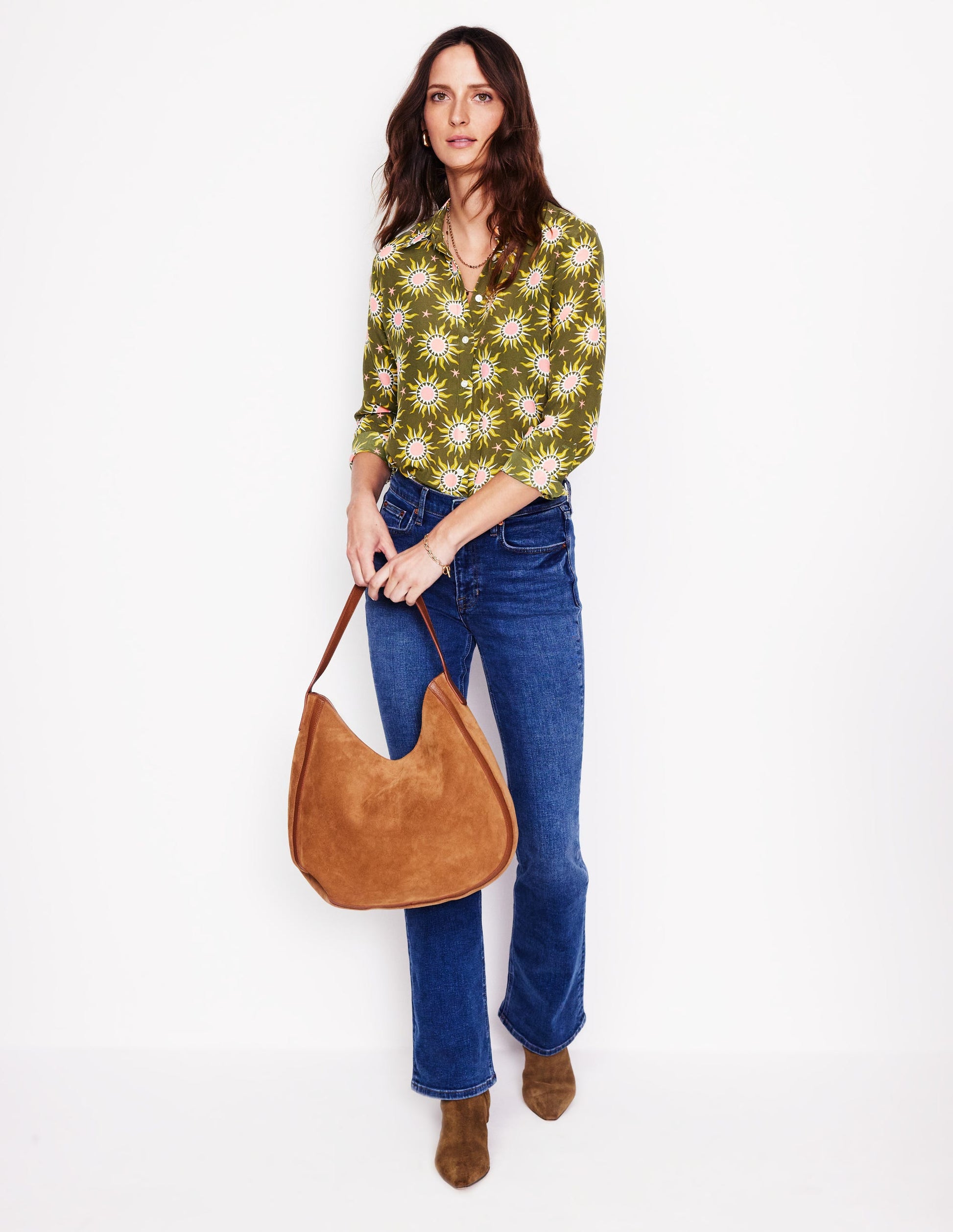 Sienna Silk Shirt-Woodland Green, Celestial-4