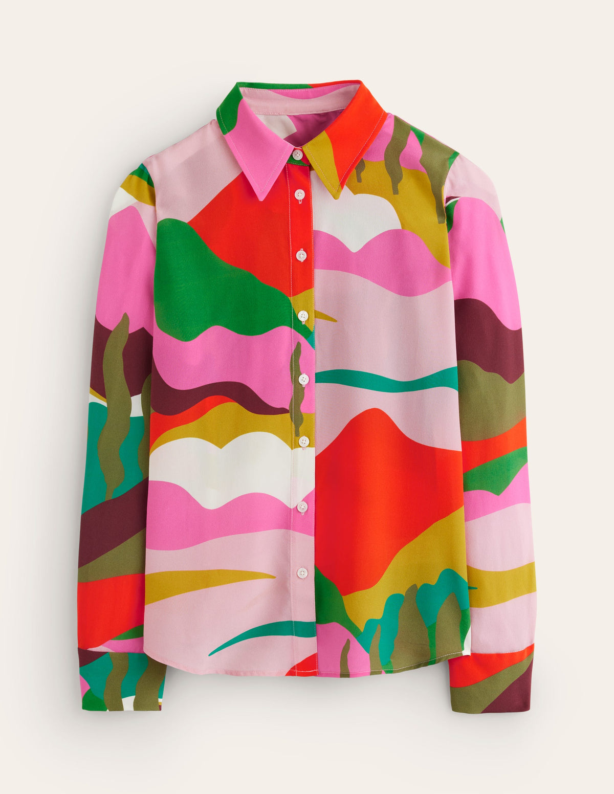Sienna Silk Shirt-Multi, Scenic Fall - Image 5