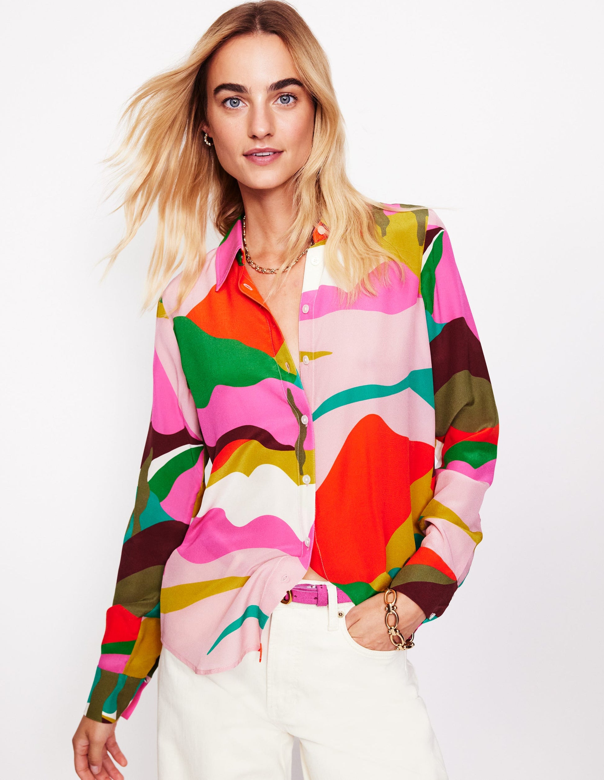Sienna Silk Shirt-Multi, Scenic Fall-1