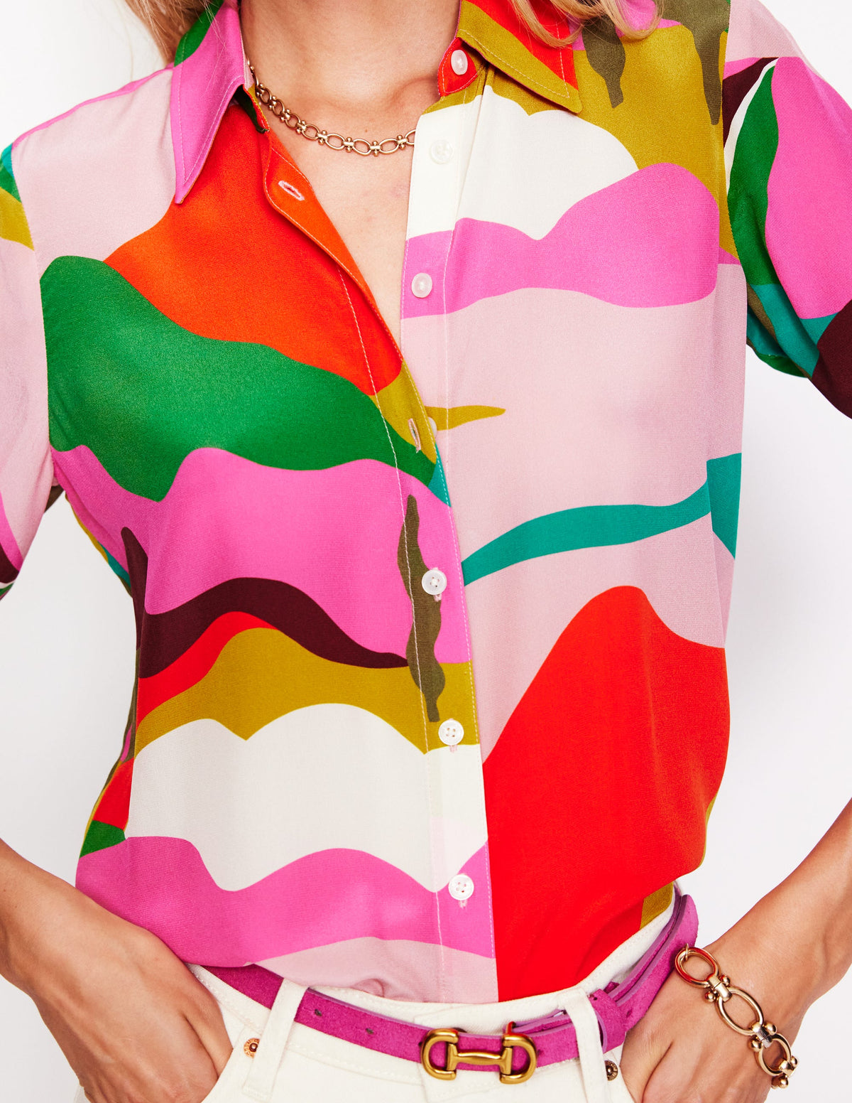 Sienna Silk Shirt-Multi, Scenic Fall - Image 2