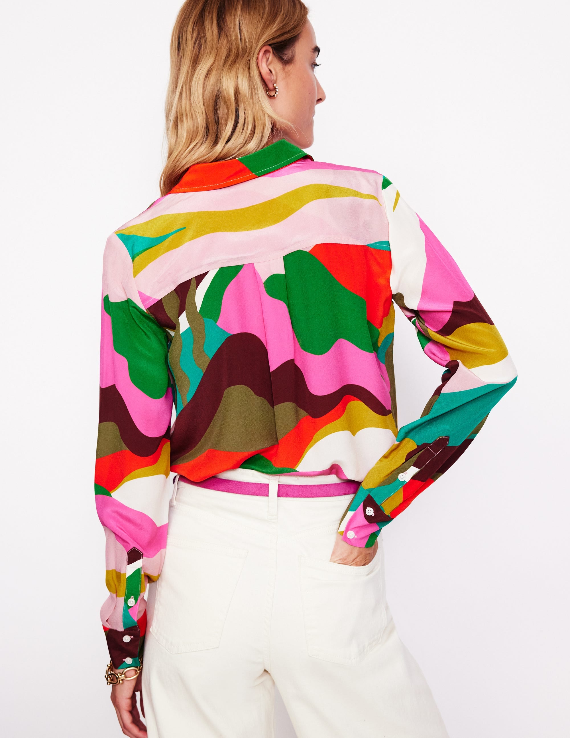 Sienna Silk Shirt-Multi, Scenic Fall - Image 3