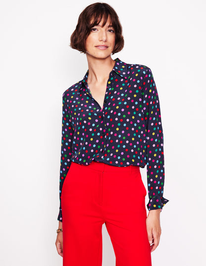 Sienna Silk Shirt-Multi, Abstract Dot-1