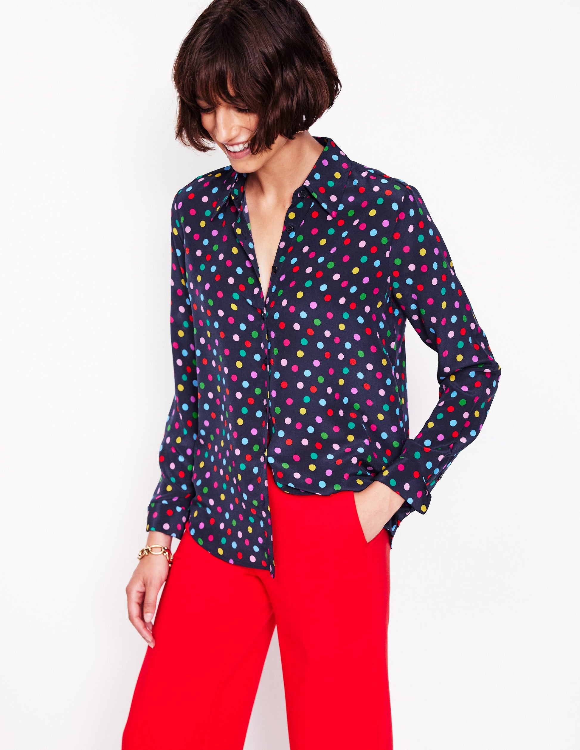 Sienna Silk Shirt-Multi, Abstract Dot-4