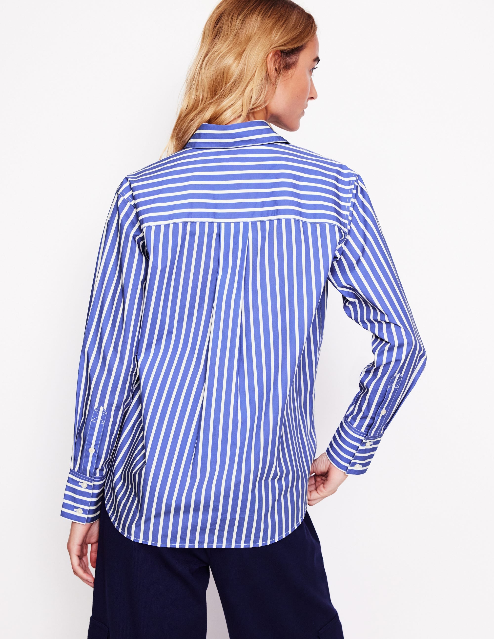 Connie Relaxed Cotton Shirt-Surf The Web and Ivory Stripe - Image 3