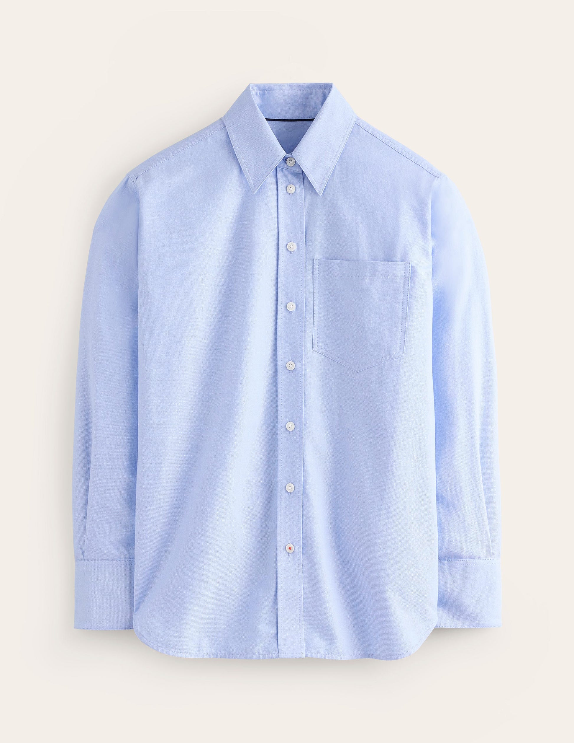 Connie Relaxed Cotton Shirt-Blue Oxford, Placement Stripe-6