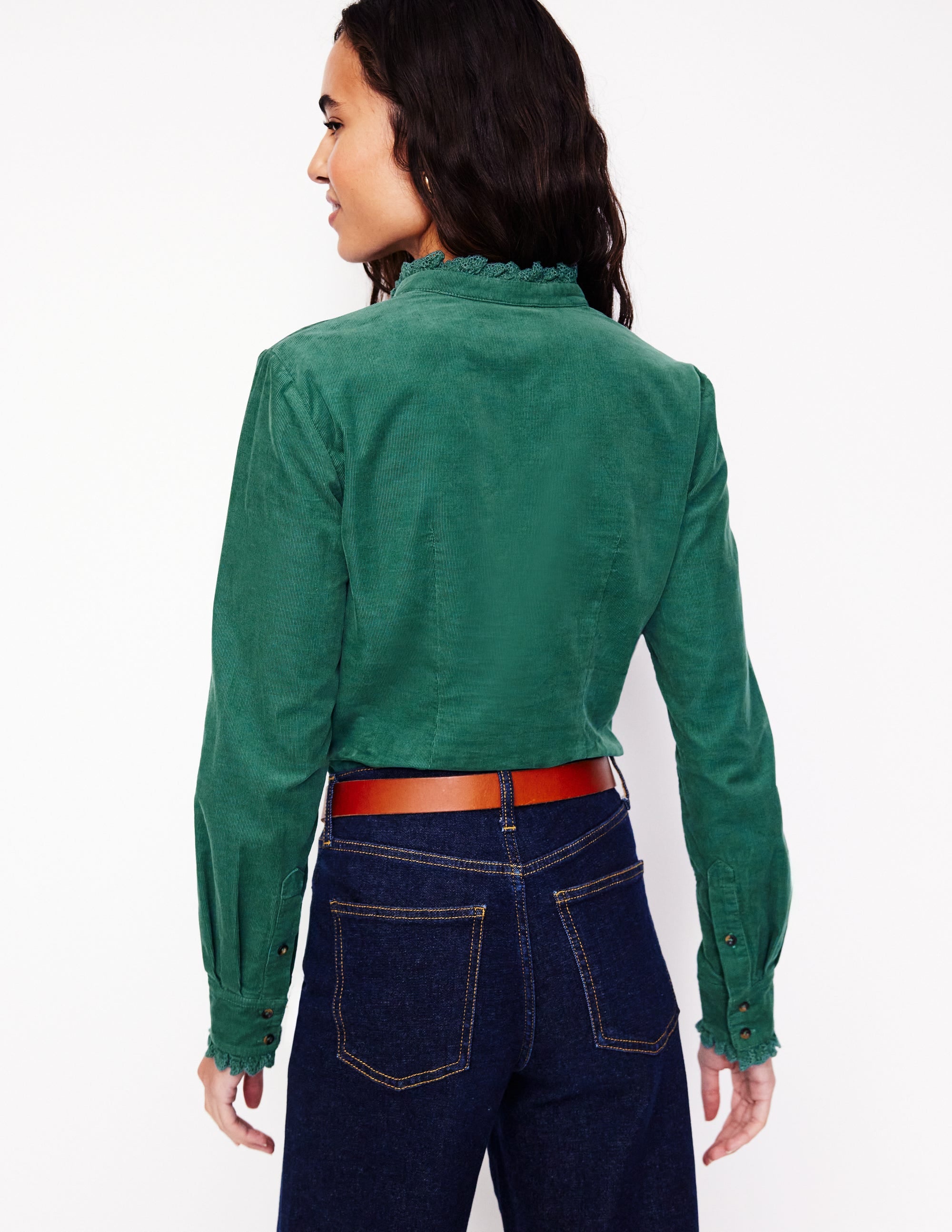 Phoebe Cord Shirt-Spruce Green - Image 3