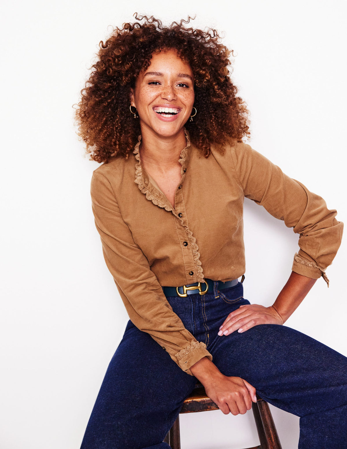 Phoebe Cord Shirt-Camel - Image 4