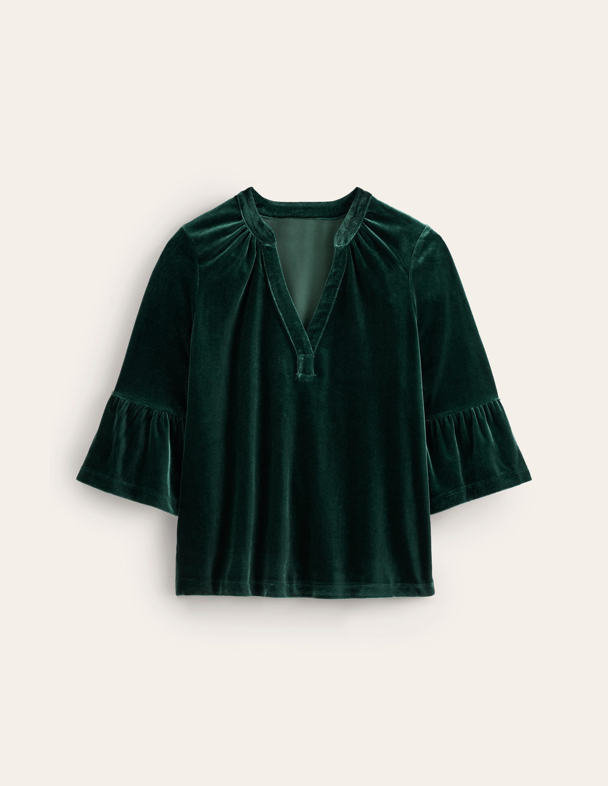 Notch Neck Frill Velvet Top-Glade - Image 5