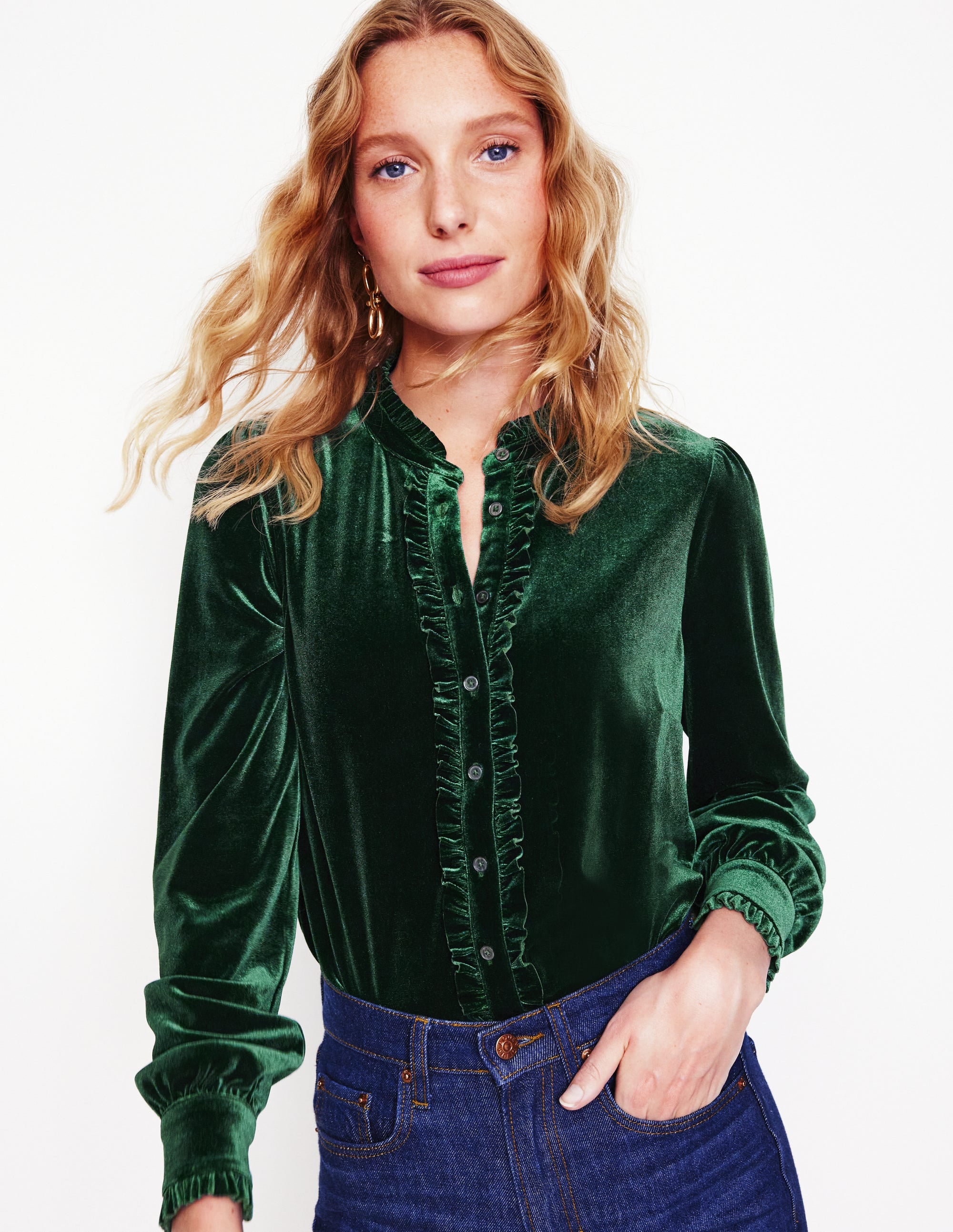 Caroline Jersey Velvet Shirt-Glade - Image 1