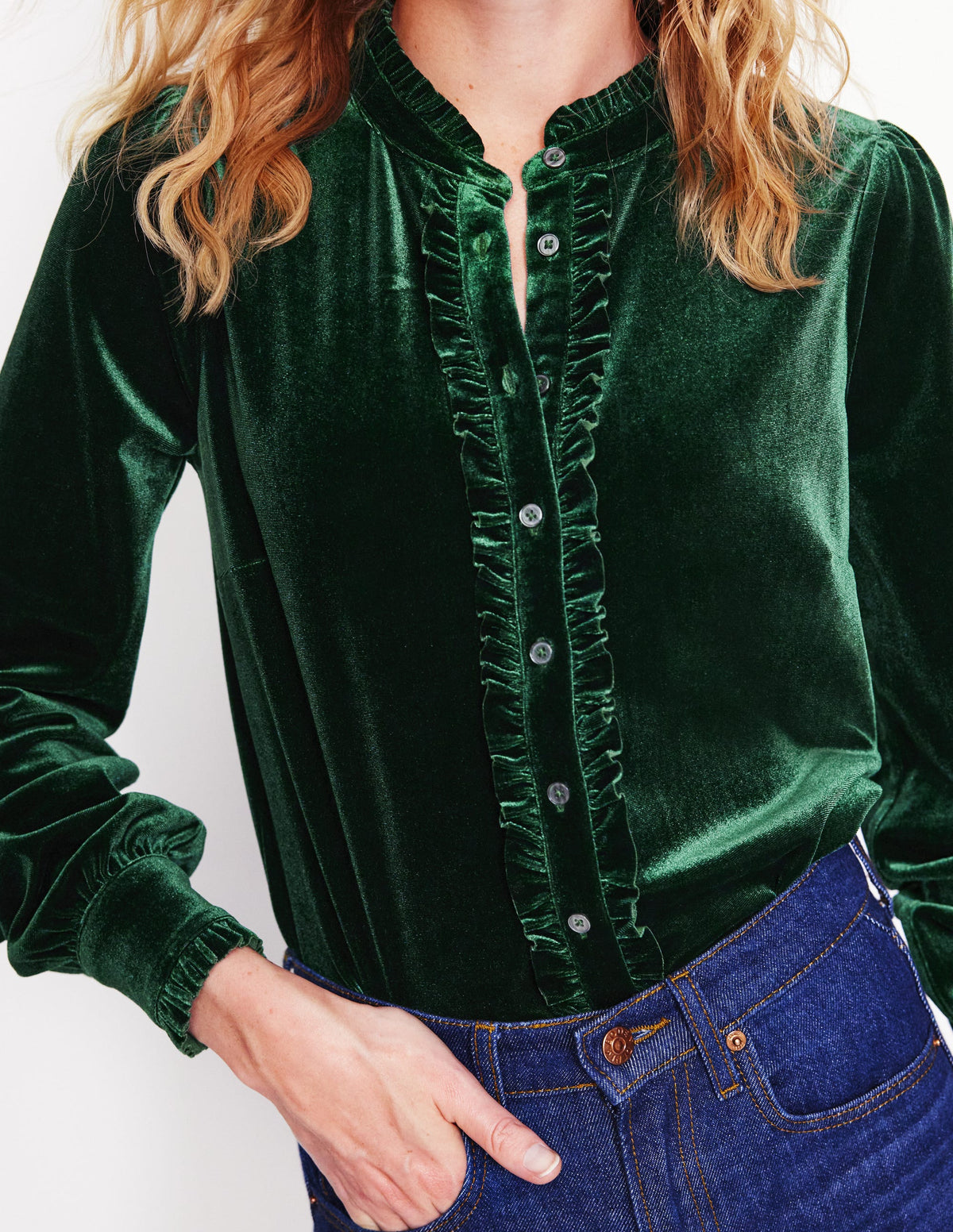 Caroline Jersey Velvet Shirt-Glade - Image 2