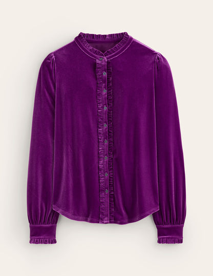 Caroline Jersey Velvet Shirt-Regal Purple-5